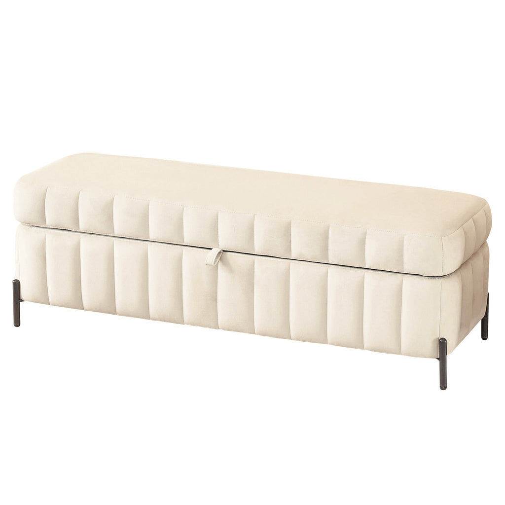 49.21' Wide Velvet Storage Soft Bench Footstool Ottoman