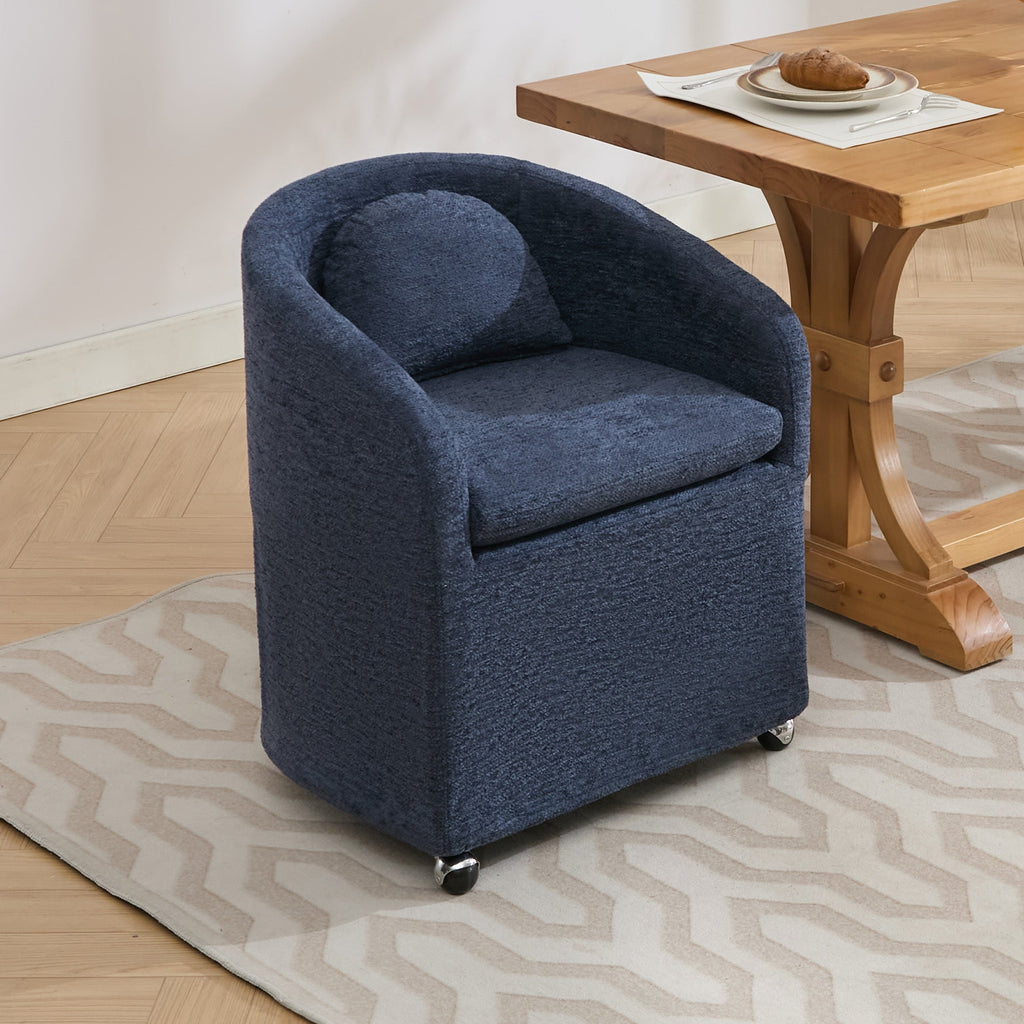 Modern Chenille Fabric Dining Armchair with Back Cushion