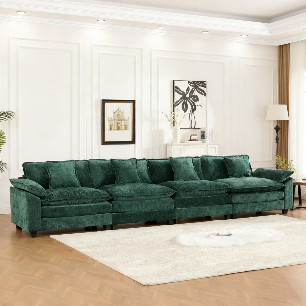 Modern Comfy Upholstered Seat Cushion Sectional Couch (Ottoman is Not Included)