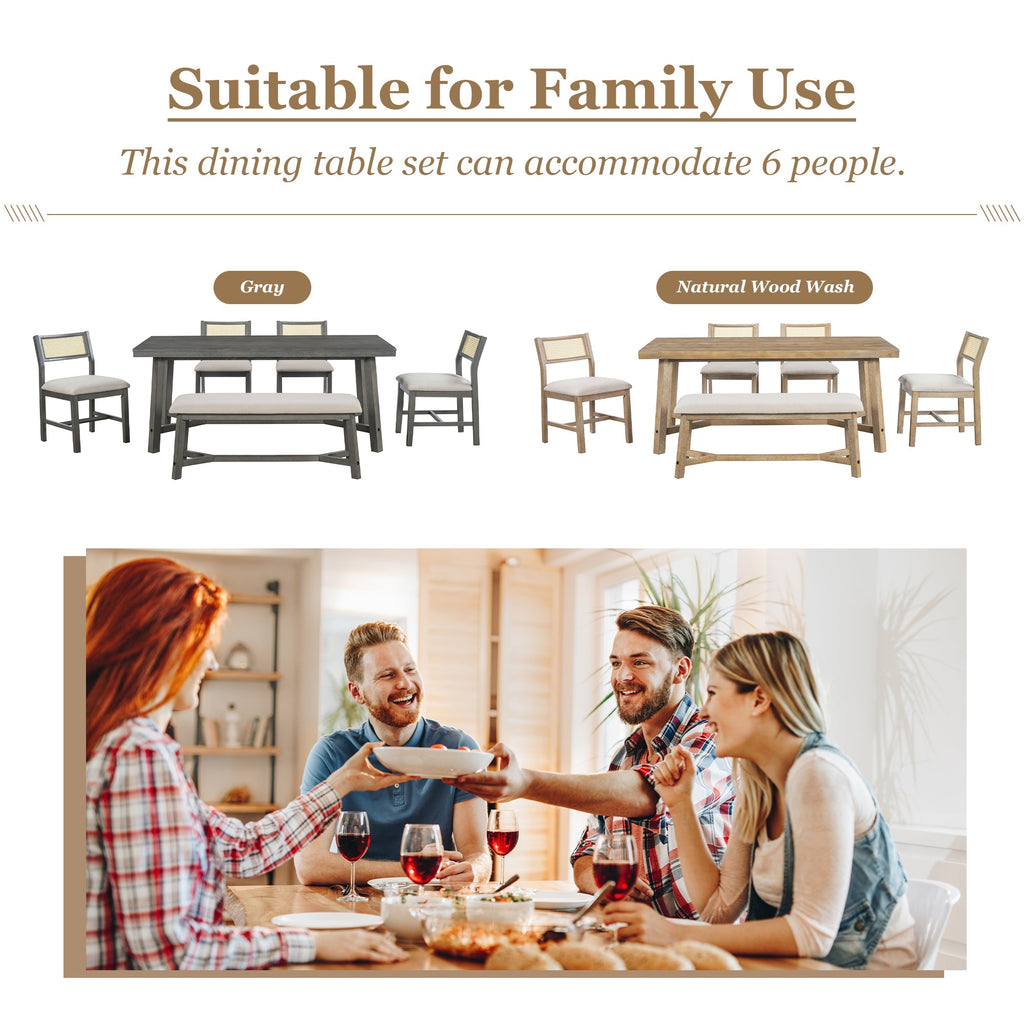 6 Pieces Retro Farmhouse Style Dining Set