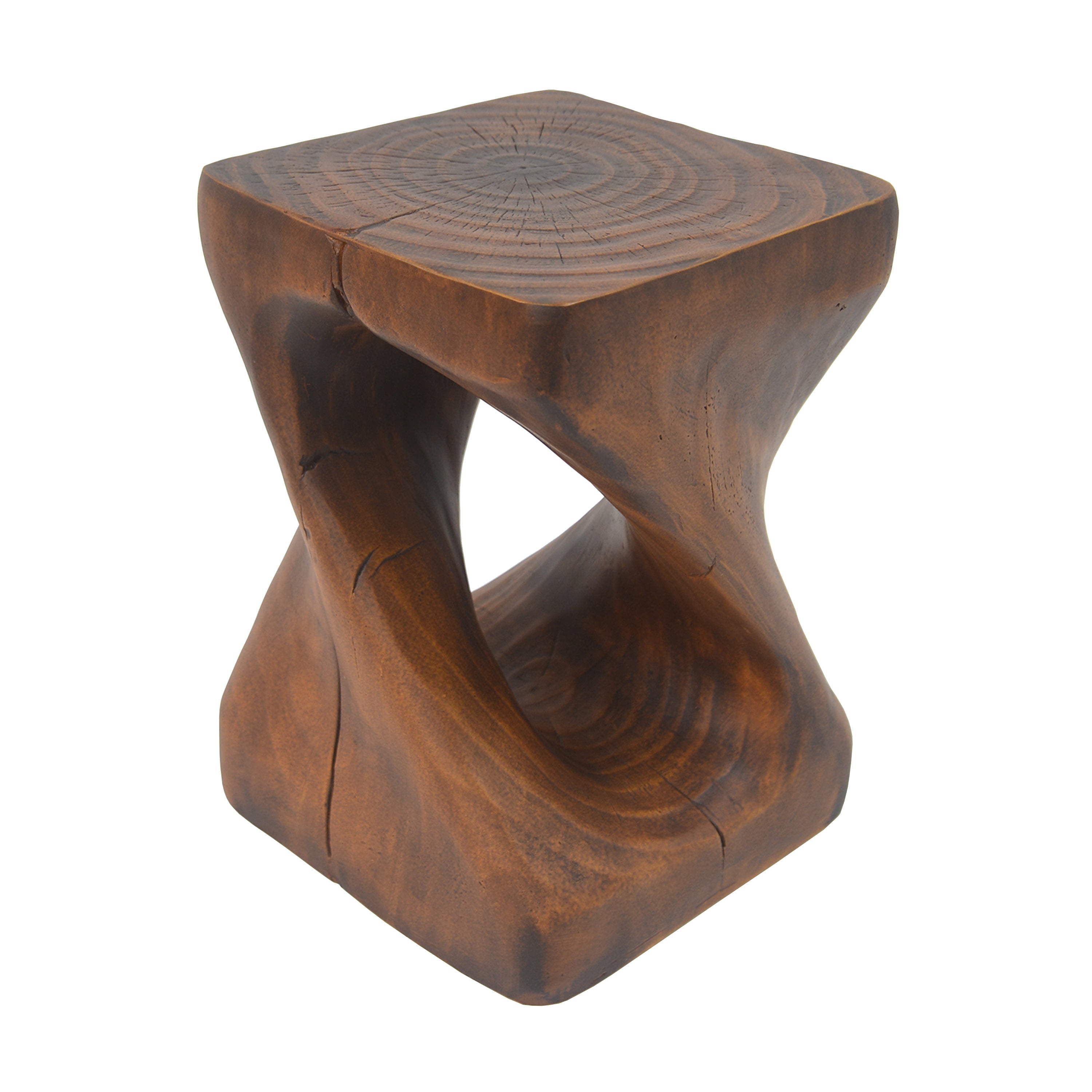 Twist Shape Side Table with Wood-like Texture