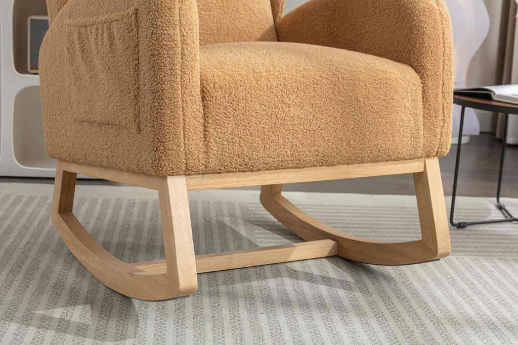 Teddy Fabric Rocking Chair with Packet Wood Legs