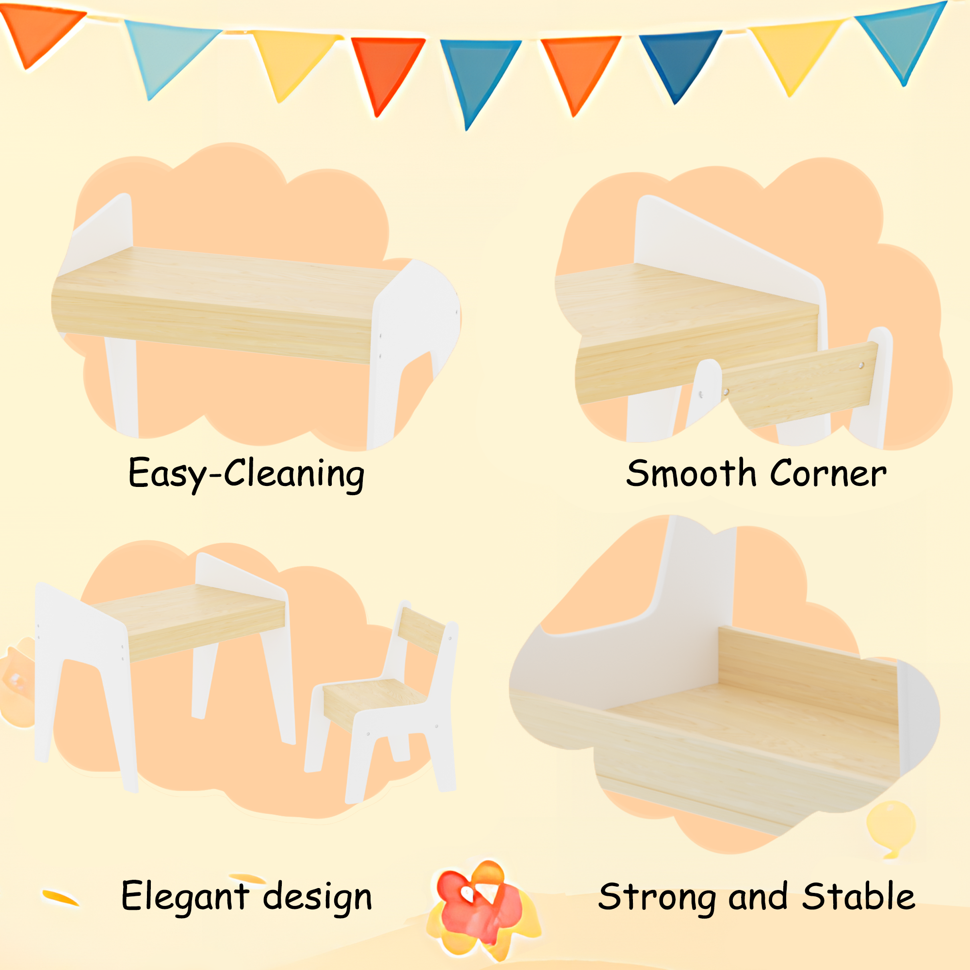Kids Wooden Table Set with One Chair