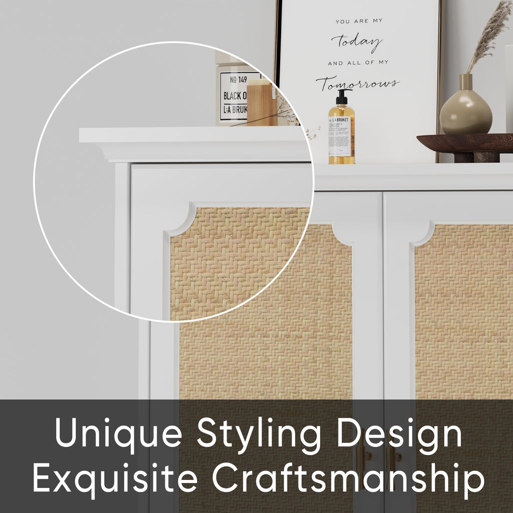 Rattan Decorated Sideboard Buffet Storage