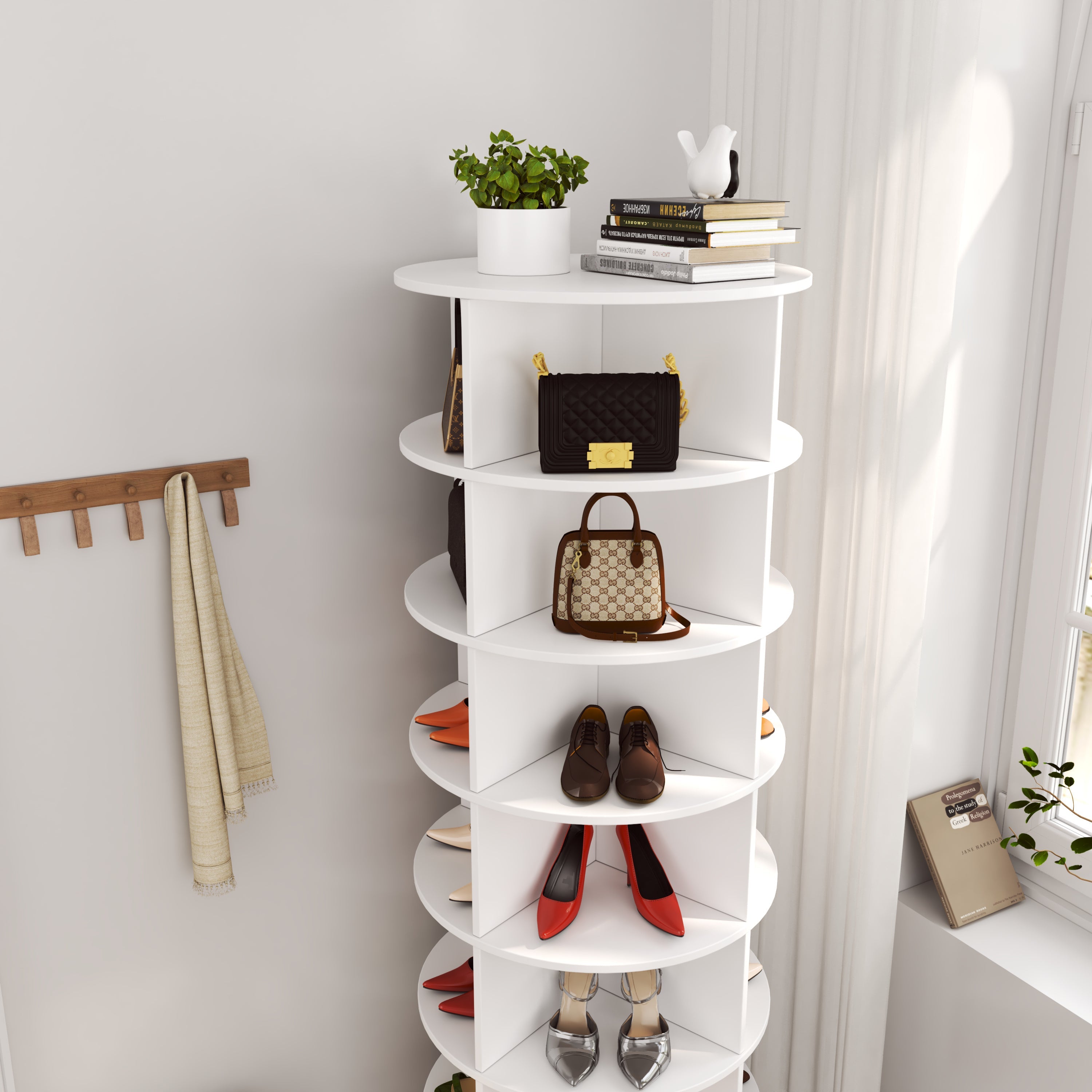 Modern 360° Rotating Shoe Cabinet 6/7 Layers Space Saver