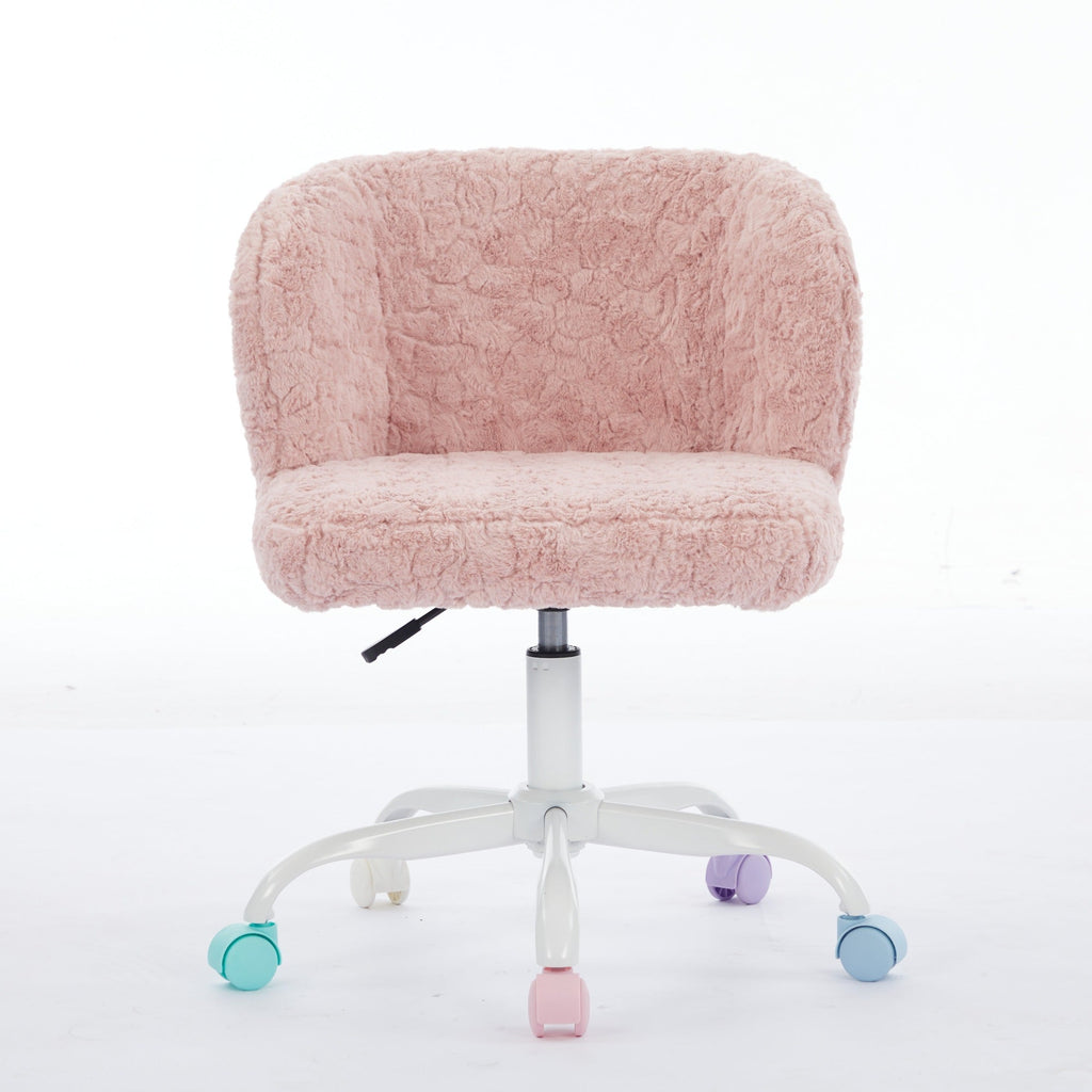 Artificial Rabbit Hair Adjustable Office Chair with Metal Base