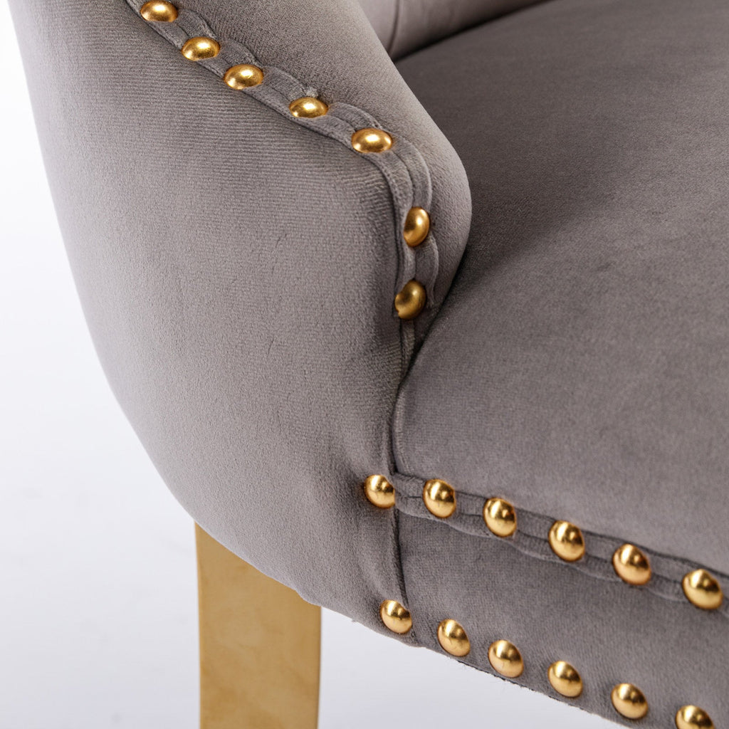 Modern High-end Tufted Solid Wood Velvet Dining Chair(Set of 2)