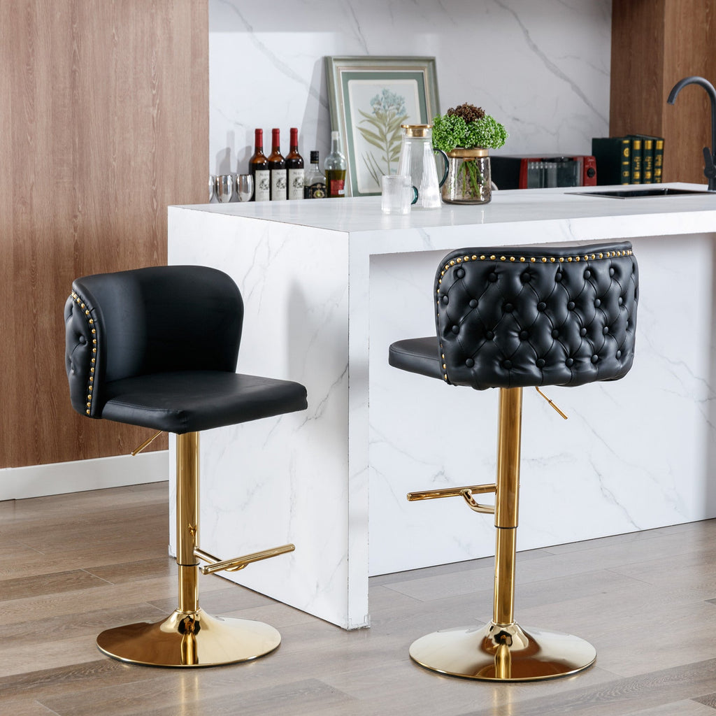 Modern PU Upholstered Bar Stools（Set of 2）
