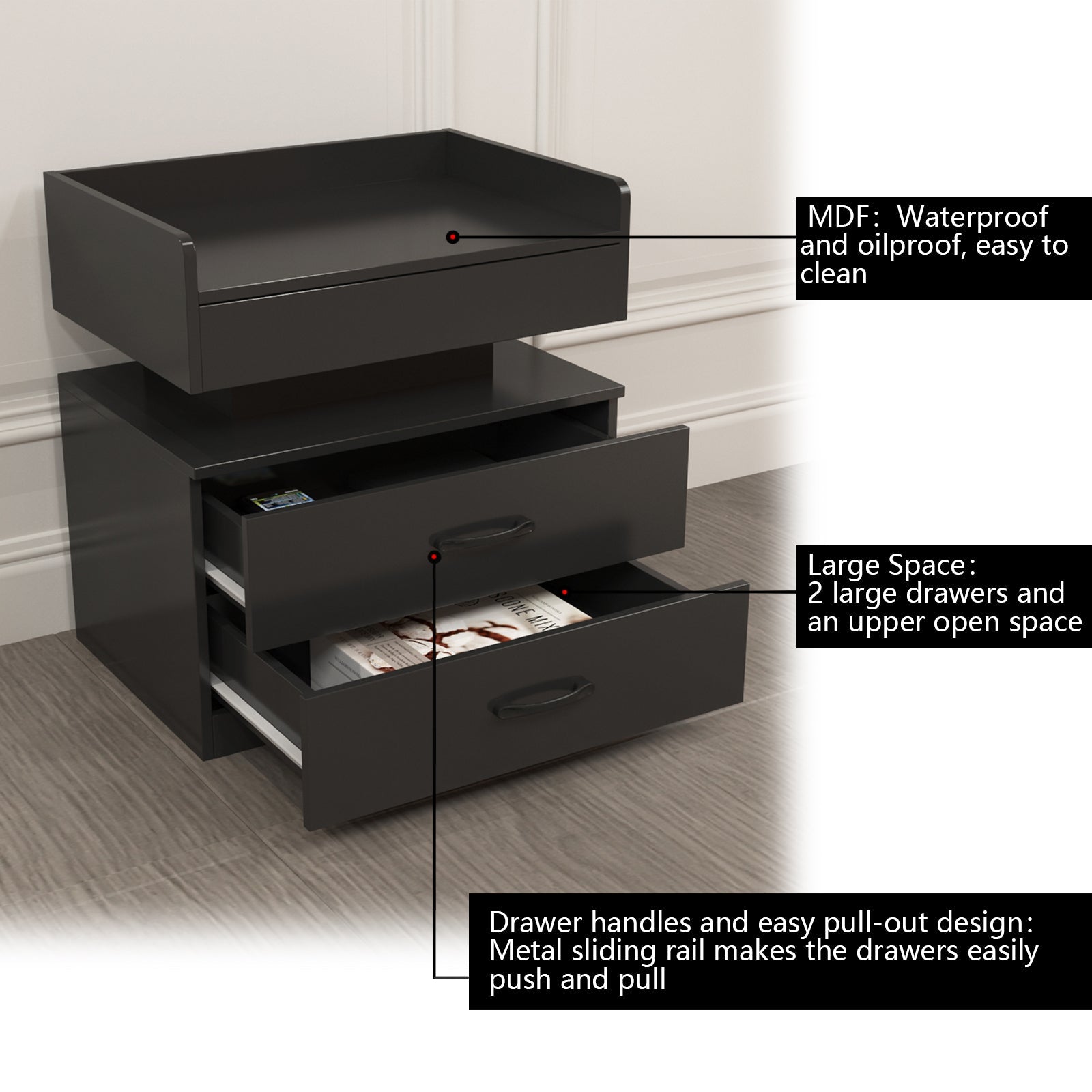Nightstand with Remote-Controlled LED Strip Light