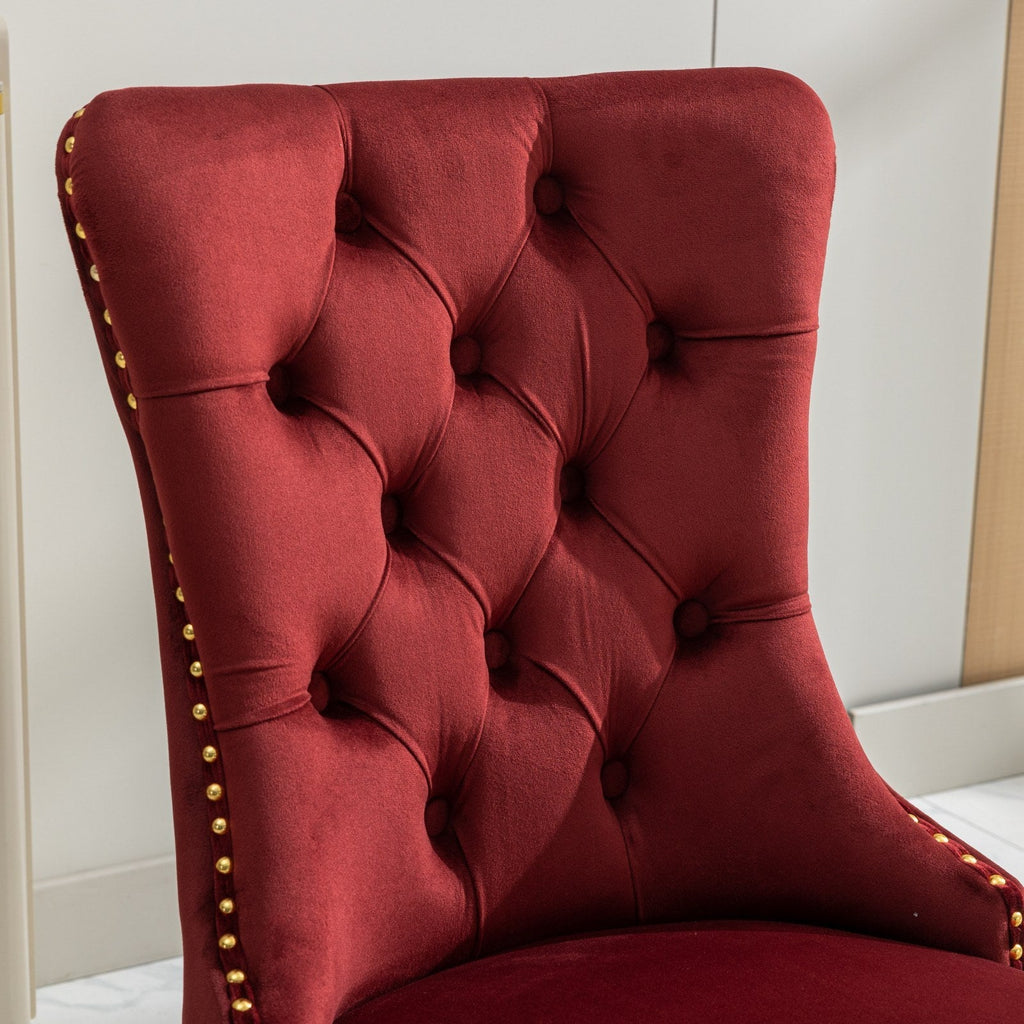 Modern High-end Tufted Solid Wood Velvet Dining Chair(Set of 2)