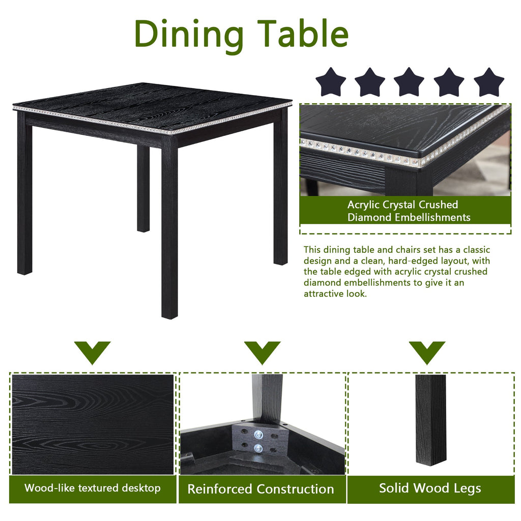 5Pcs Wooden Dining Table Set