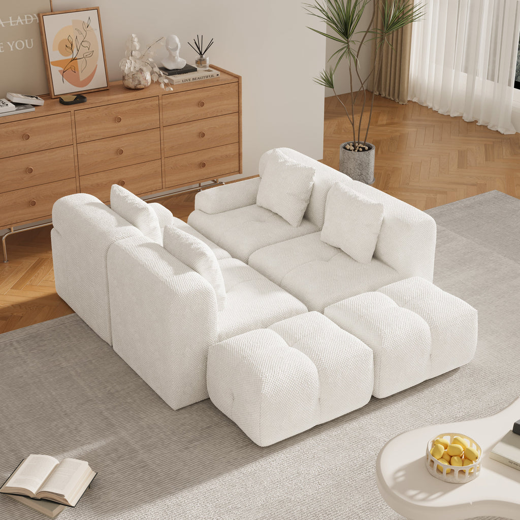 Oversized Boneless Convertible Cloud Couch with Movable Ottoman