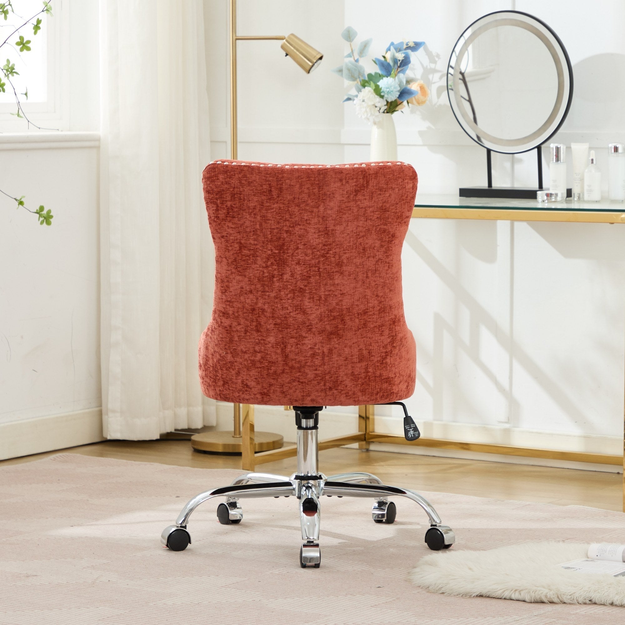 Modern Chenille Upholstered Tufted Button Home Office Chair