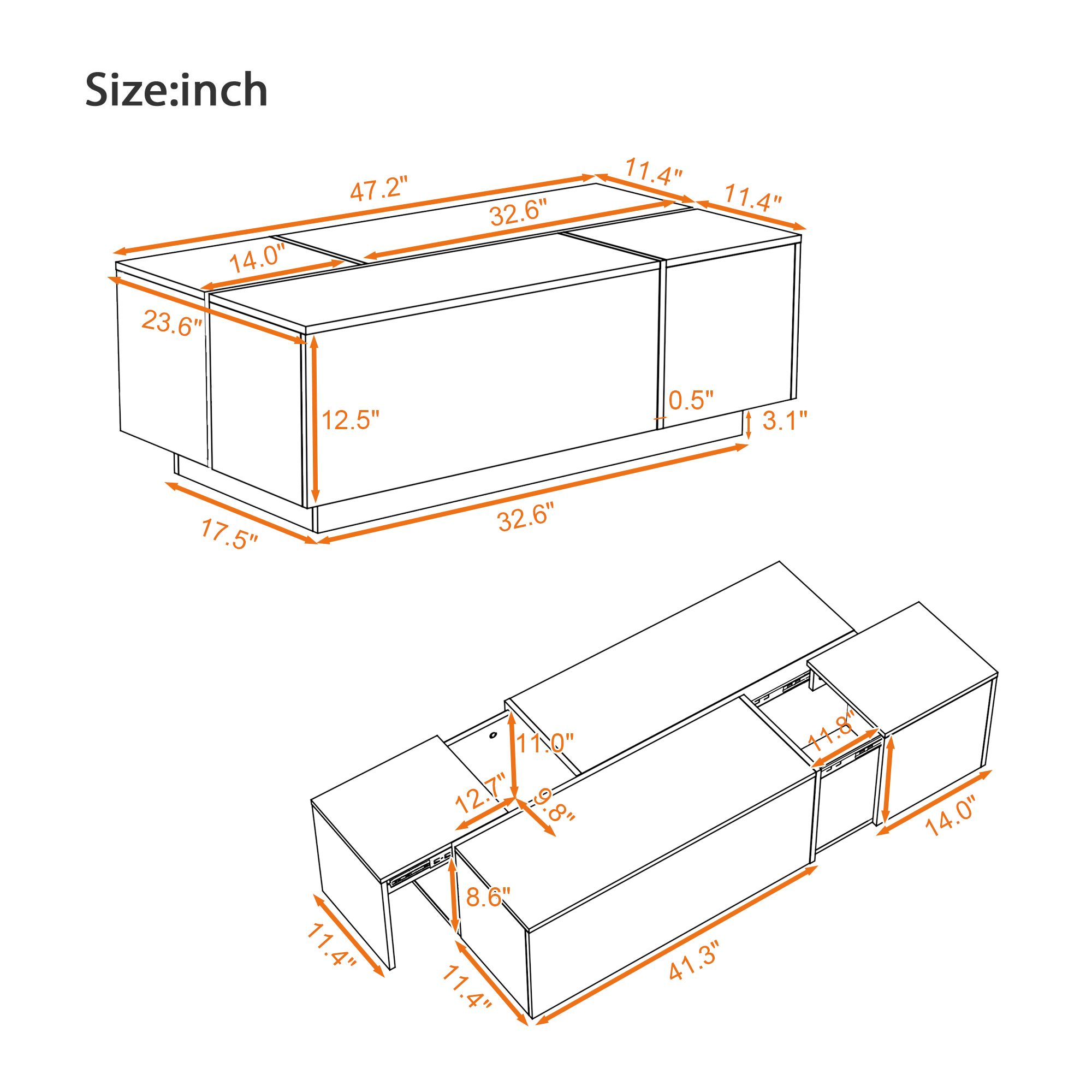Multi-Functional Extendable Coffee Table with 2 Storage Space and Drawers