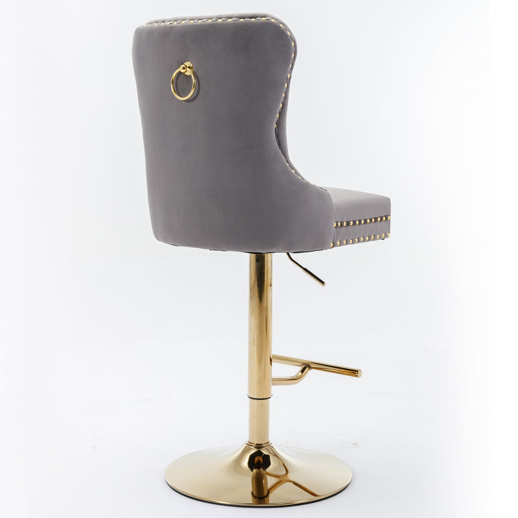 Modern Upholstered Velvet Bar Stools (Set of 2)
