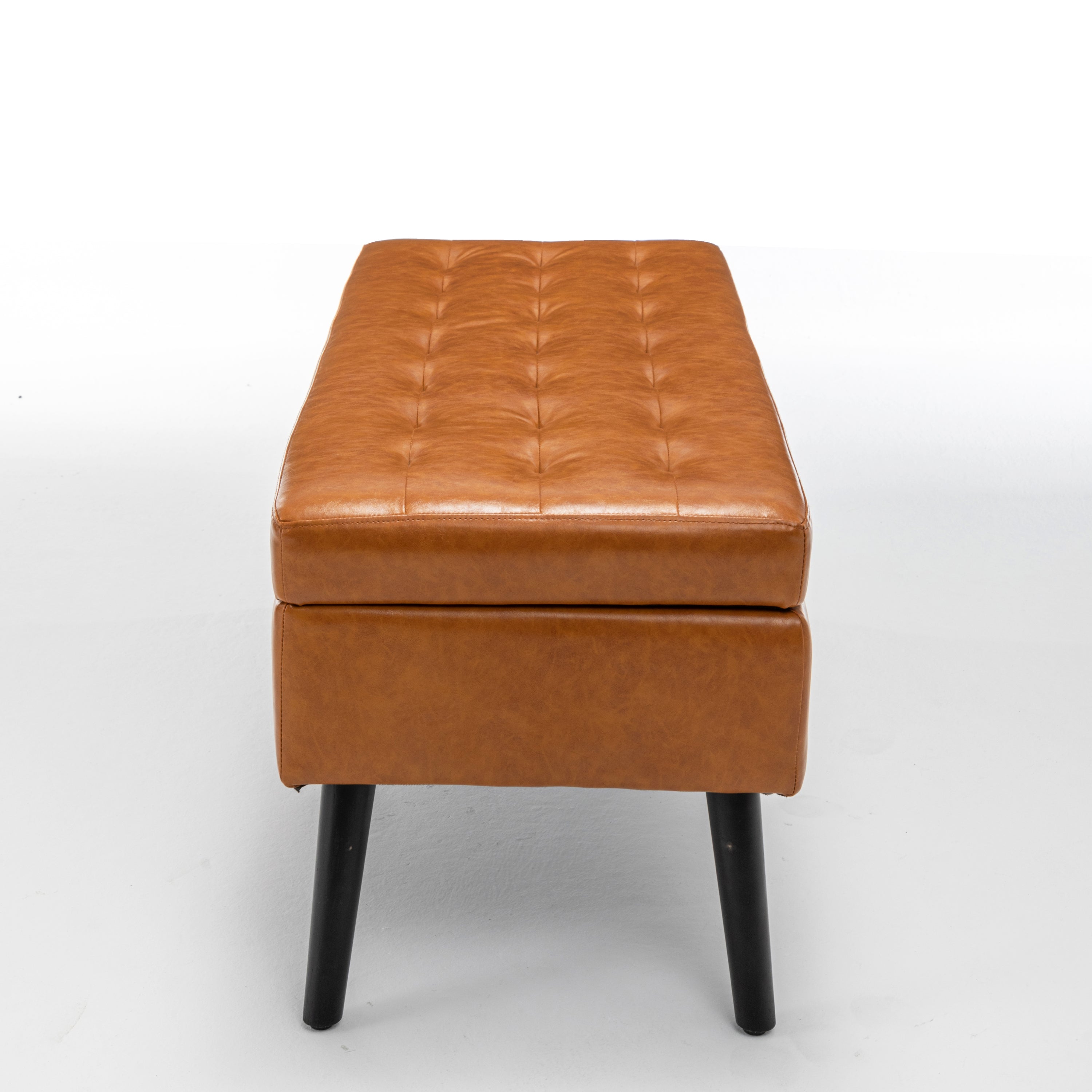 Brown PU Leather Storage Bench