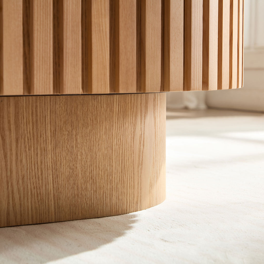 43.70 Inch Modern Handcraft Drum and Oval Coffee Table