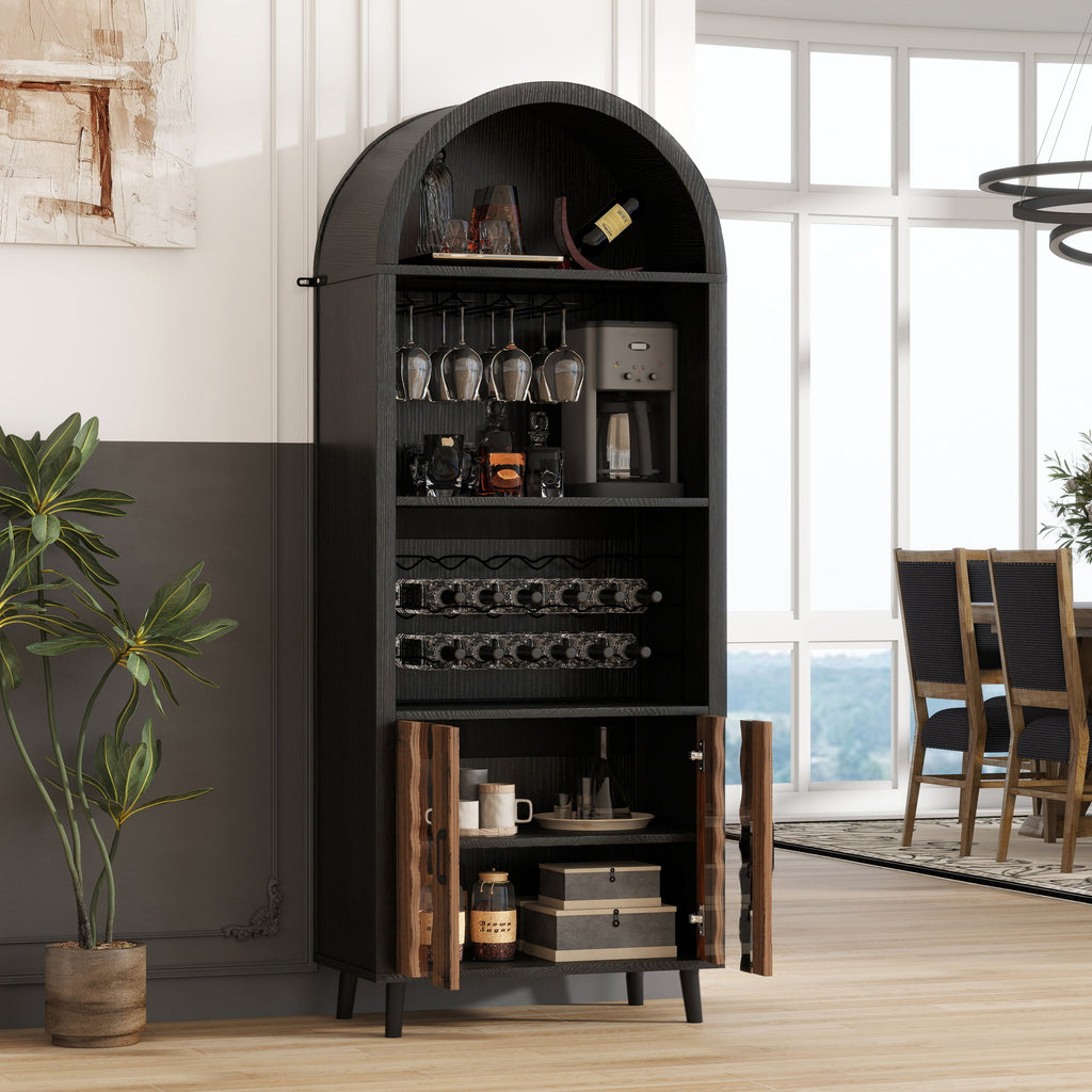 71'Farmhouse Arched Wine Bar Cabinet