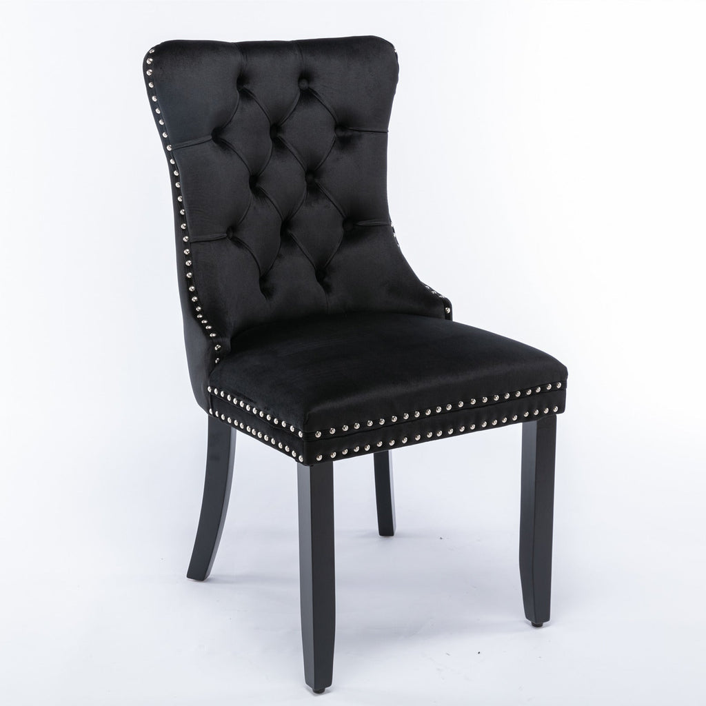 Modern High-end Tufted Solid Wood Velvet Dining Chair(Set of 2)