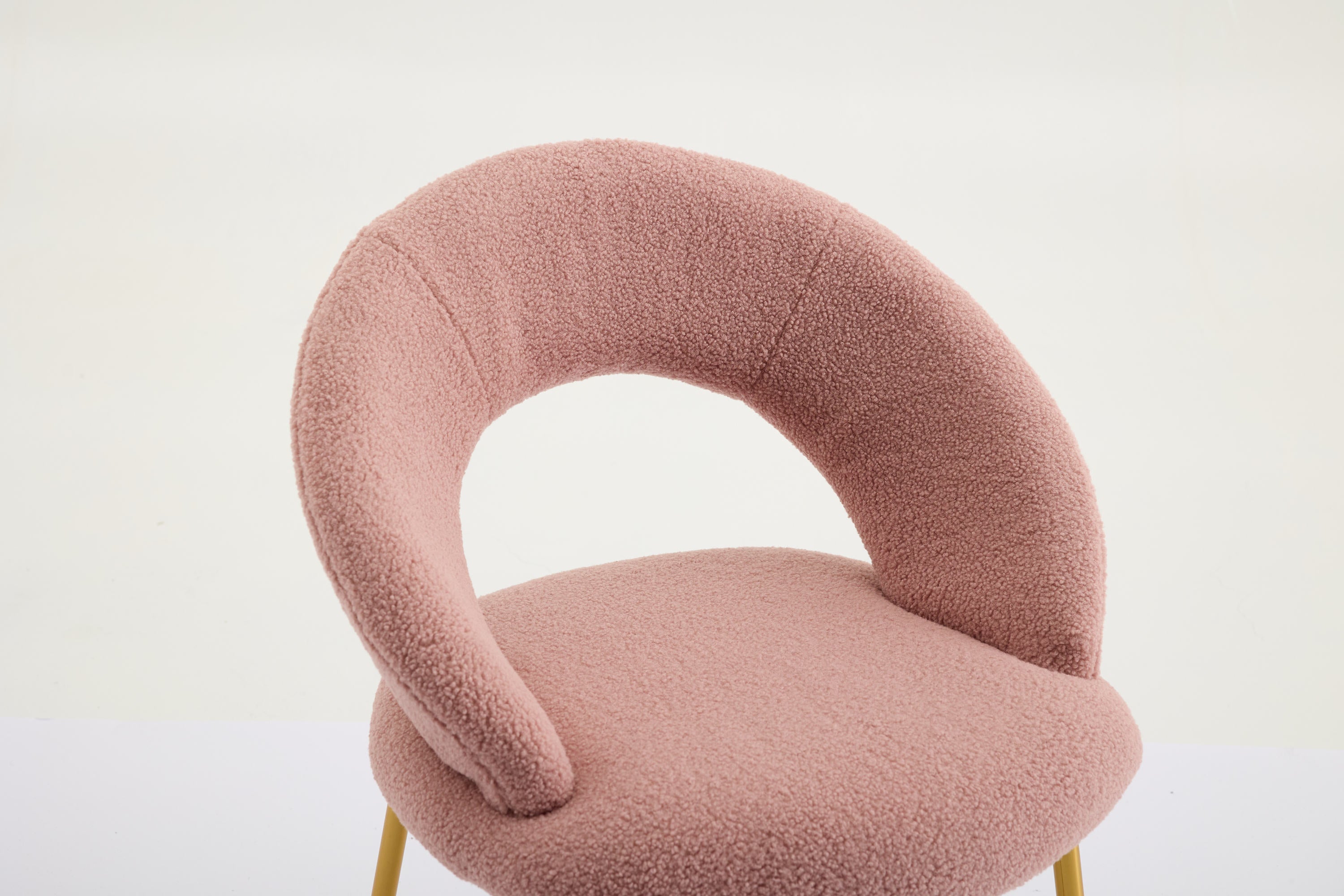Velvet/Teddy Fabric Dining Chairs with Curved Backrest