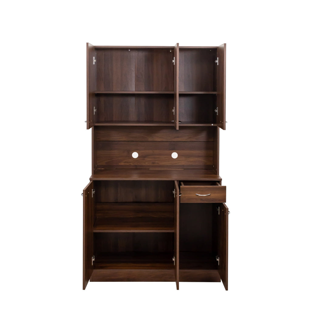 70.87' Tall White Kitchen Cabinet with 6-Doors