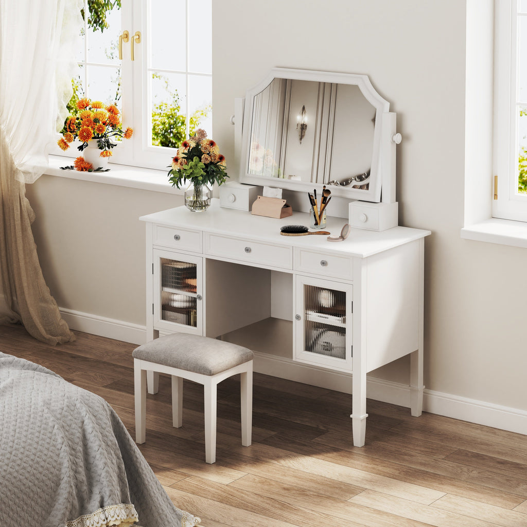 Elegant White Makeup Vanity Desk