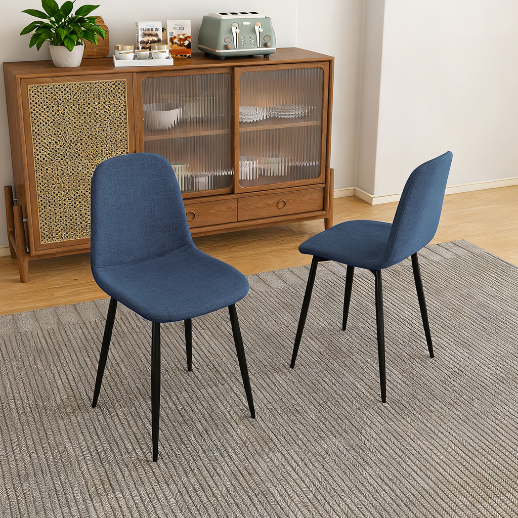 Modern Knit Fabric Dining Chairs with Iron Legs (Set of 4)