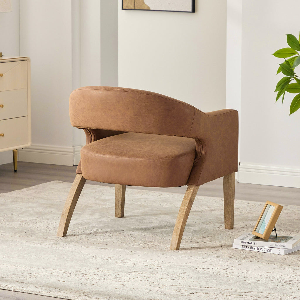 Modern Mid-Century PU Upholstered Open Back Armchair