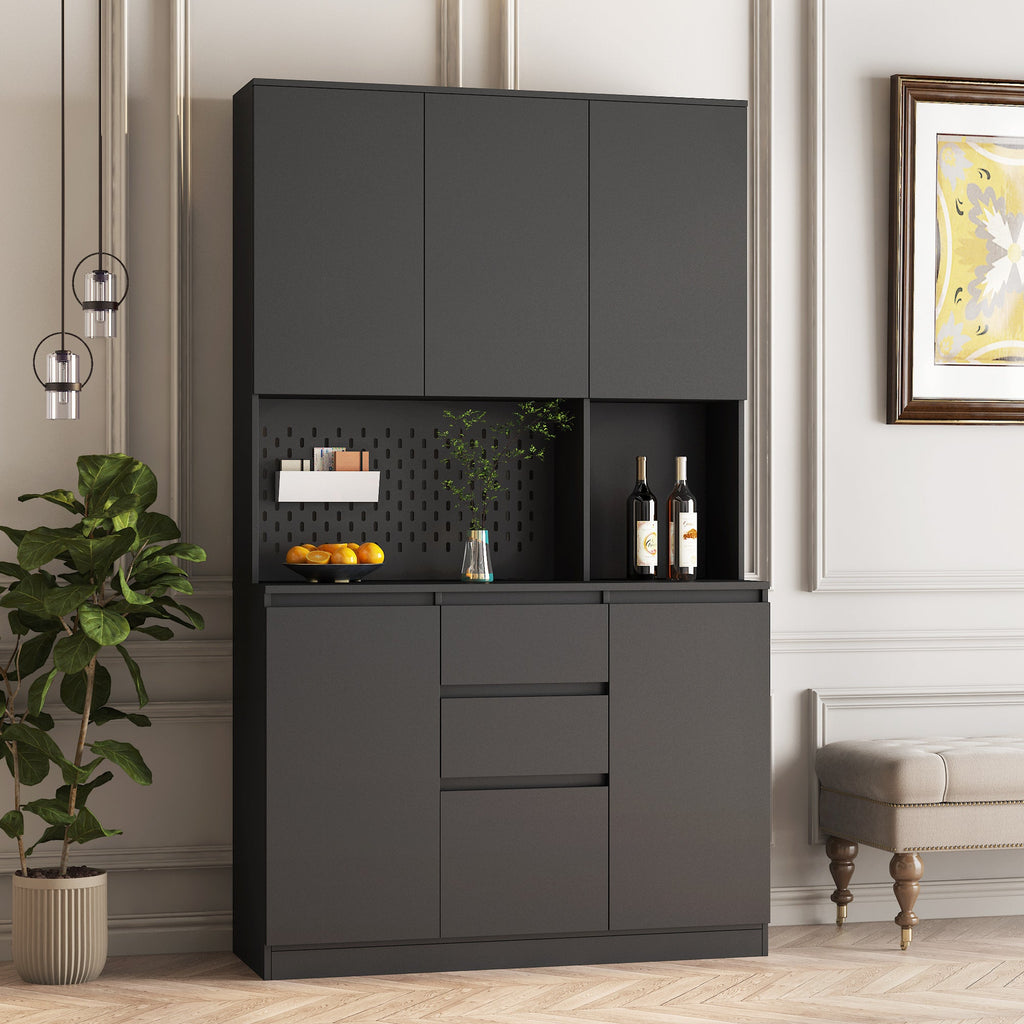 74" Freestanding Kitchen Pantry Cabinet
