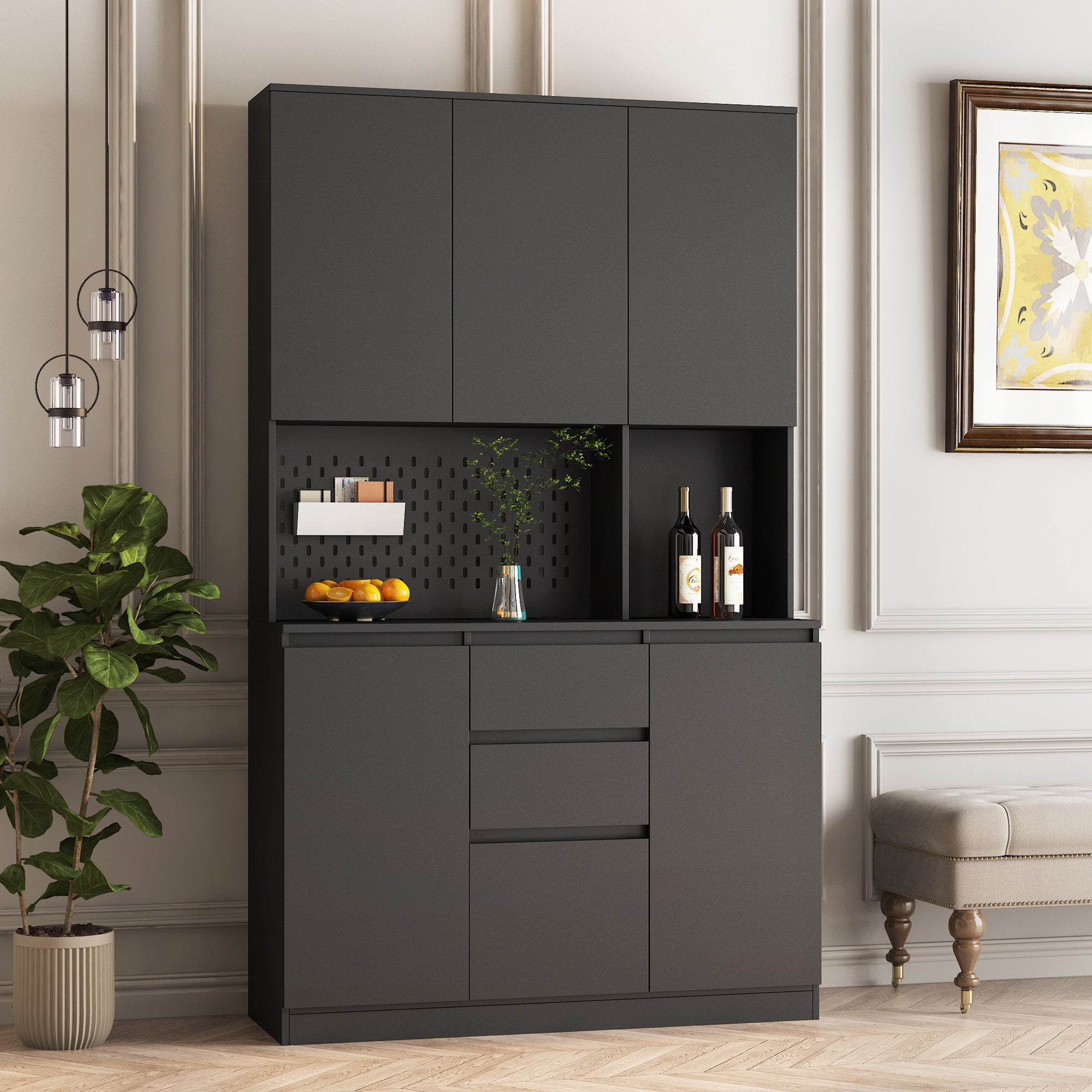 74" Freestanding Kitchen Pantry Cabinet