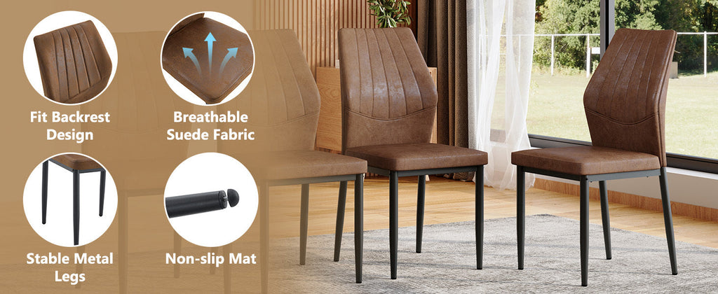 Brown Black Dining Chairs with Shell (Set of 4)