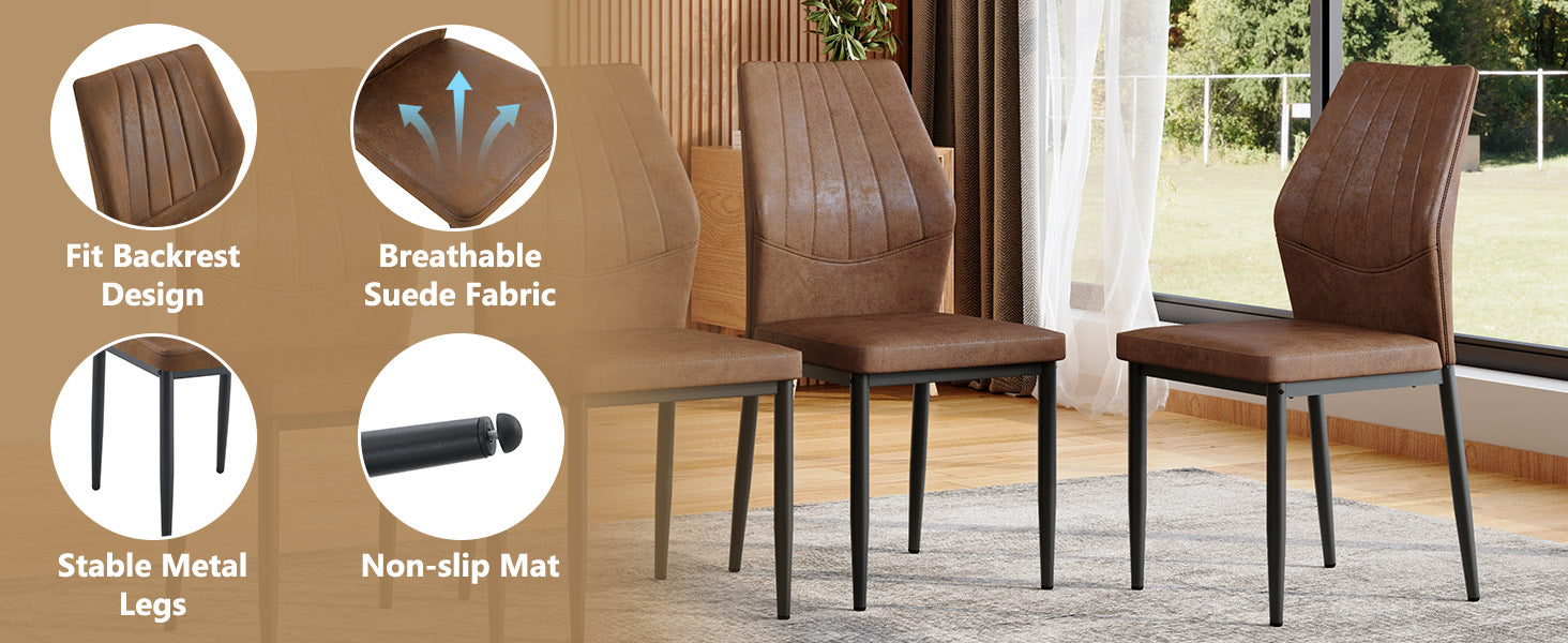 Brown Black Dining Chairs with Shell (Set of 4)