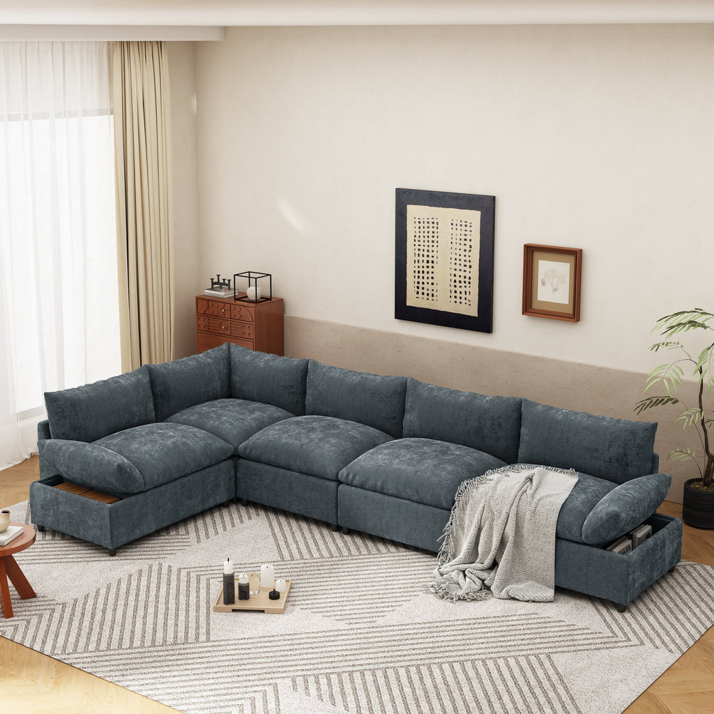 115.5' Modular Deep Gray Sectional Sofa