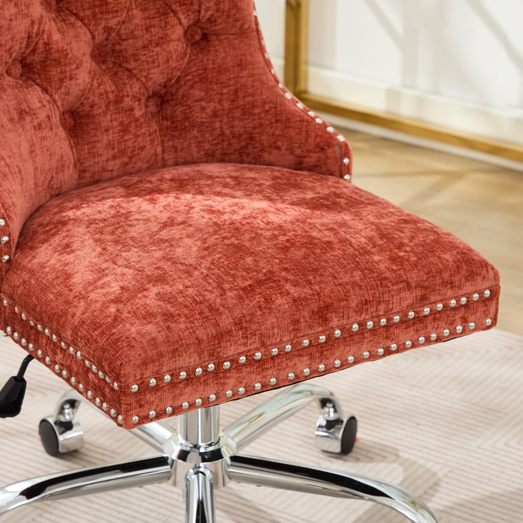 Modern Chenille Upholstered Tufted Button Home Office Chair