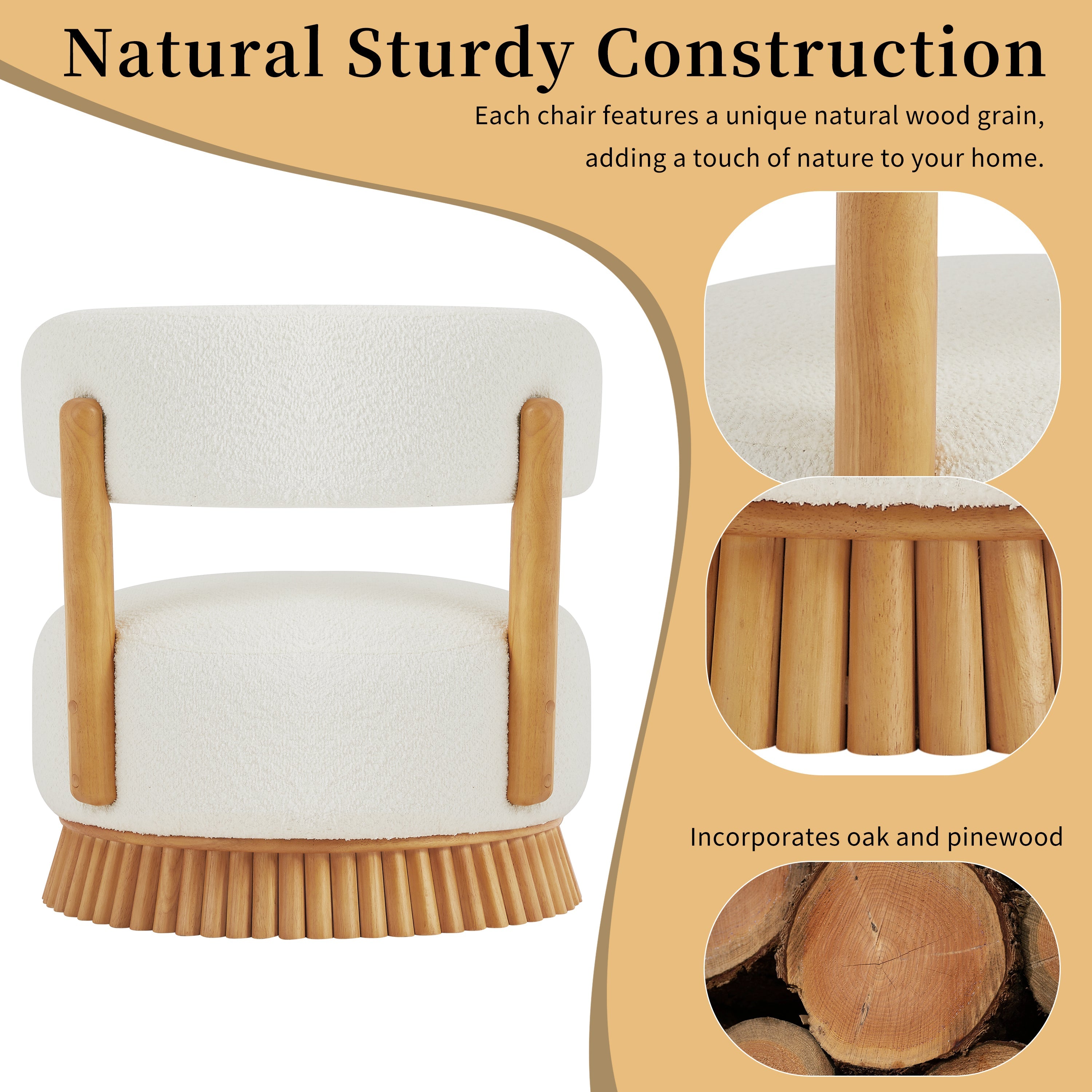 Modern Armless Chair with Wooden Base Featuring Thatched Roof Rod Design