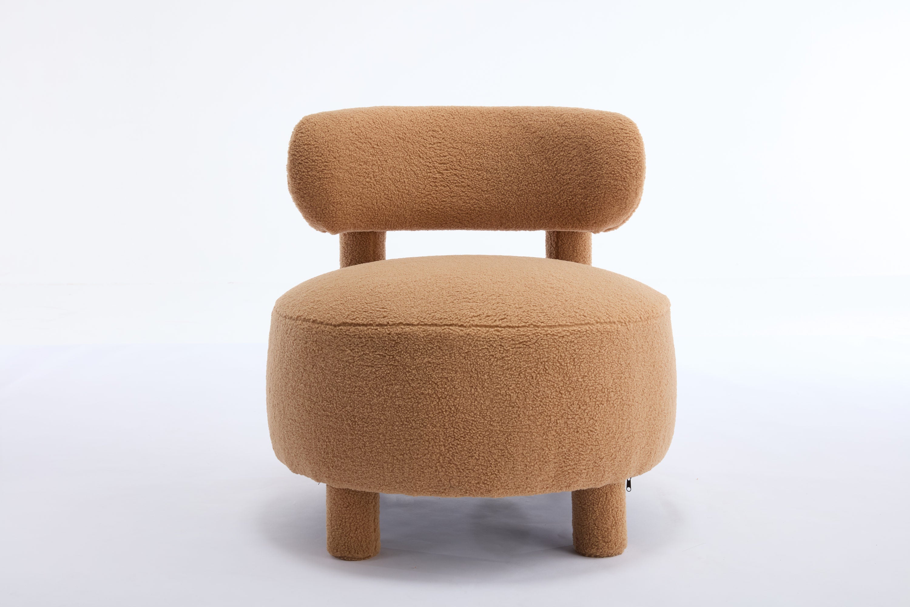 Fur/Teddy Fabric Armless Accent Chair with Curved Backrest