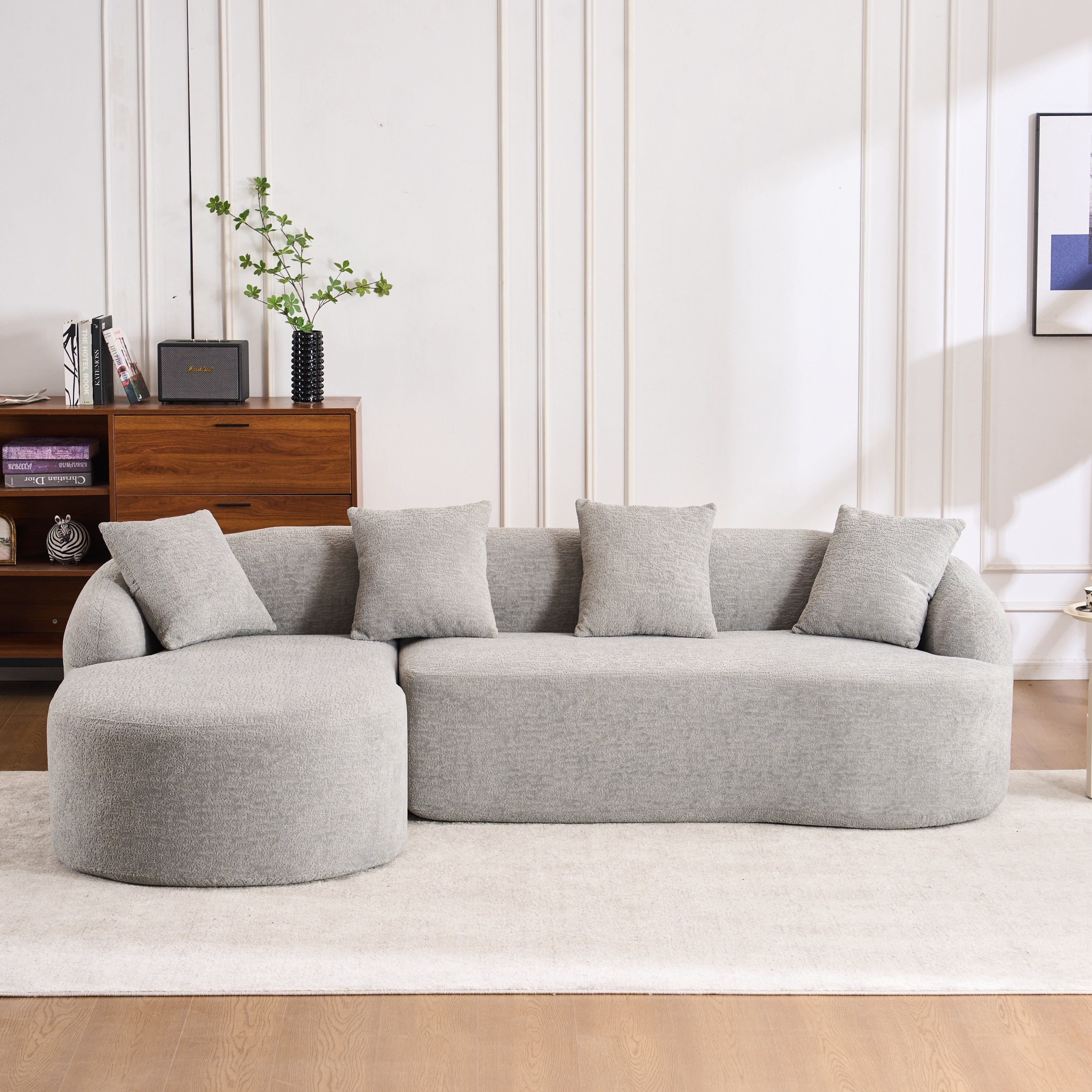 Boneless L-Shape Sectional Sofa with Curved Chaise