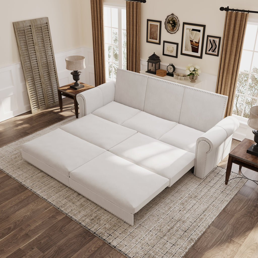 93.7' King Velvet Convertible Sleeper Sofa