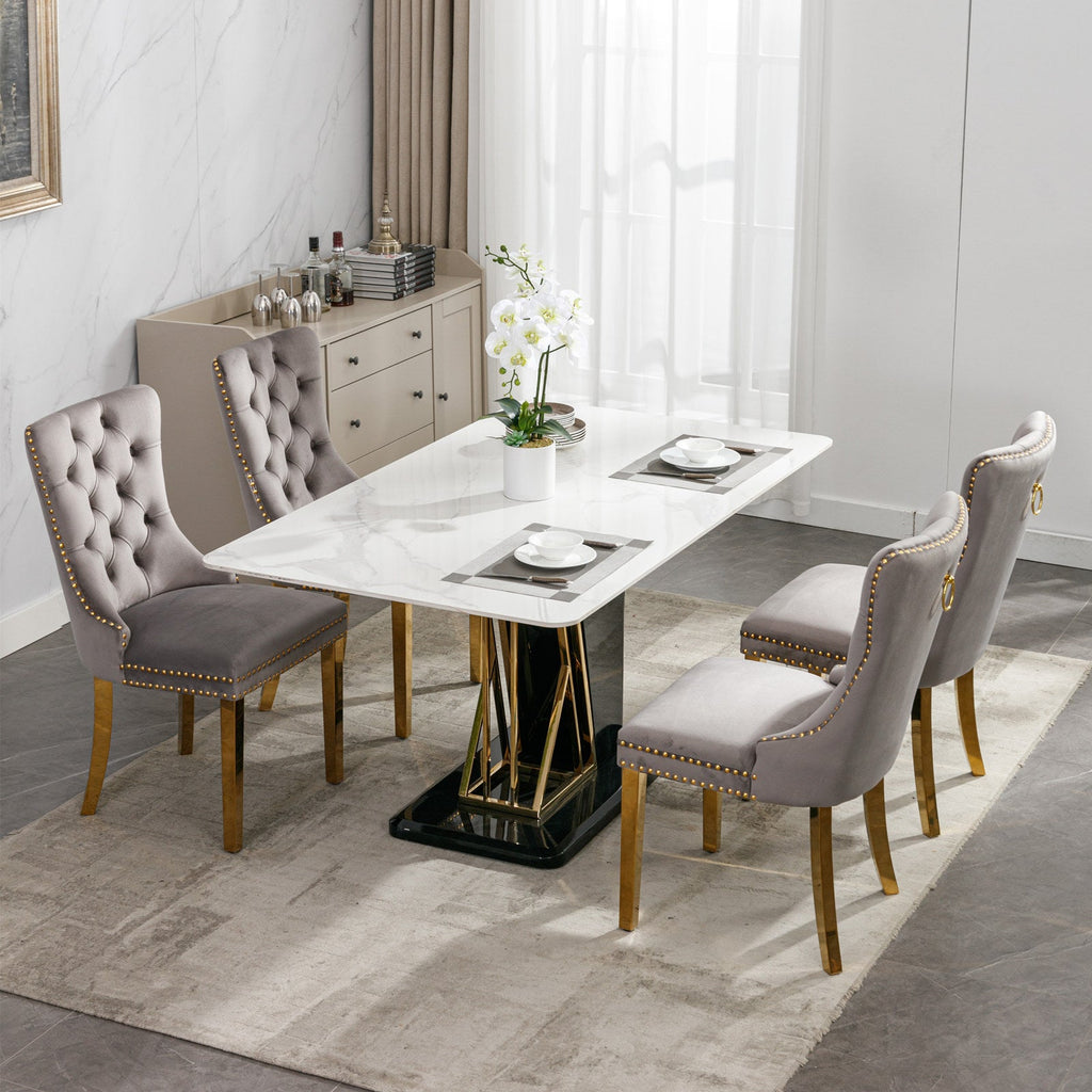Modern High-end Tufted Solid Wood Velvet Dining Chair(Set of 2)