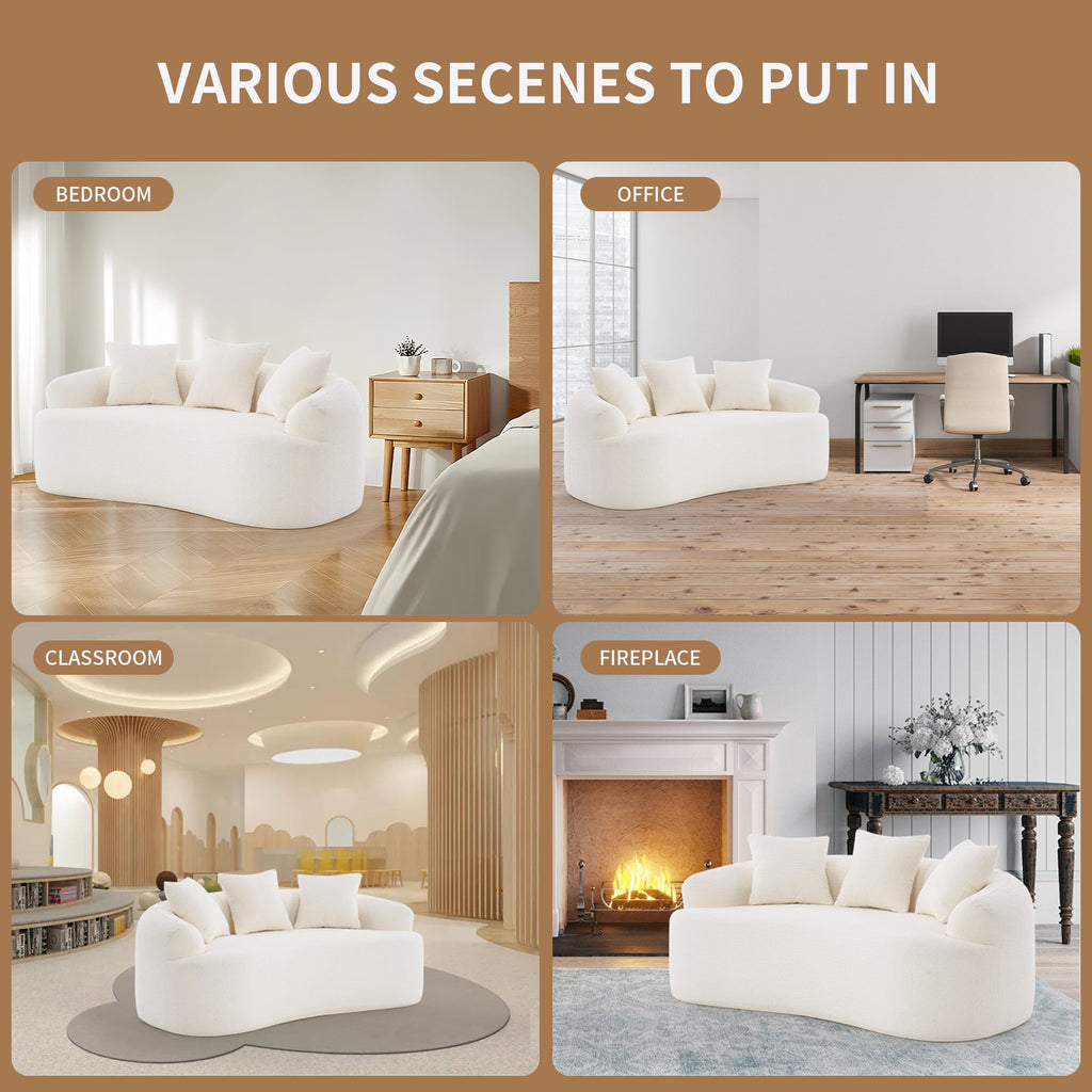 Loveseat Sofa with Wood Grain Chenille Fabric