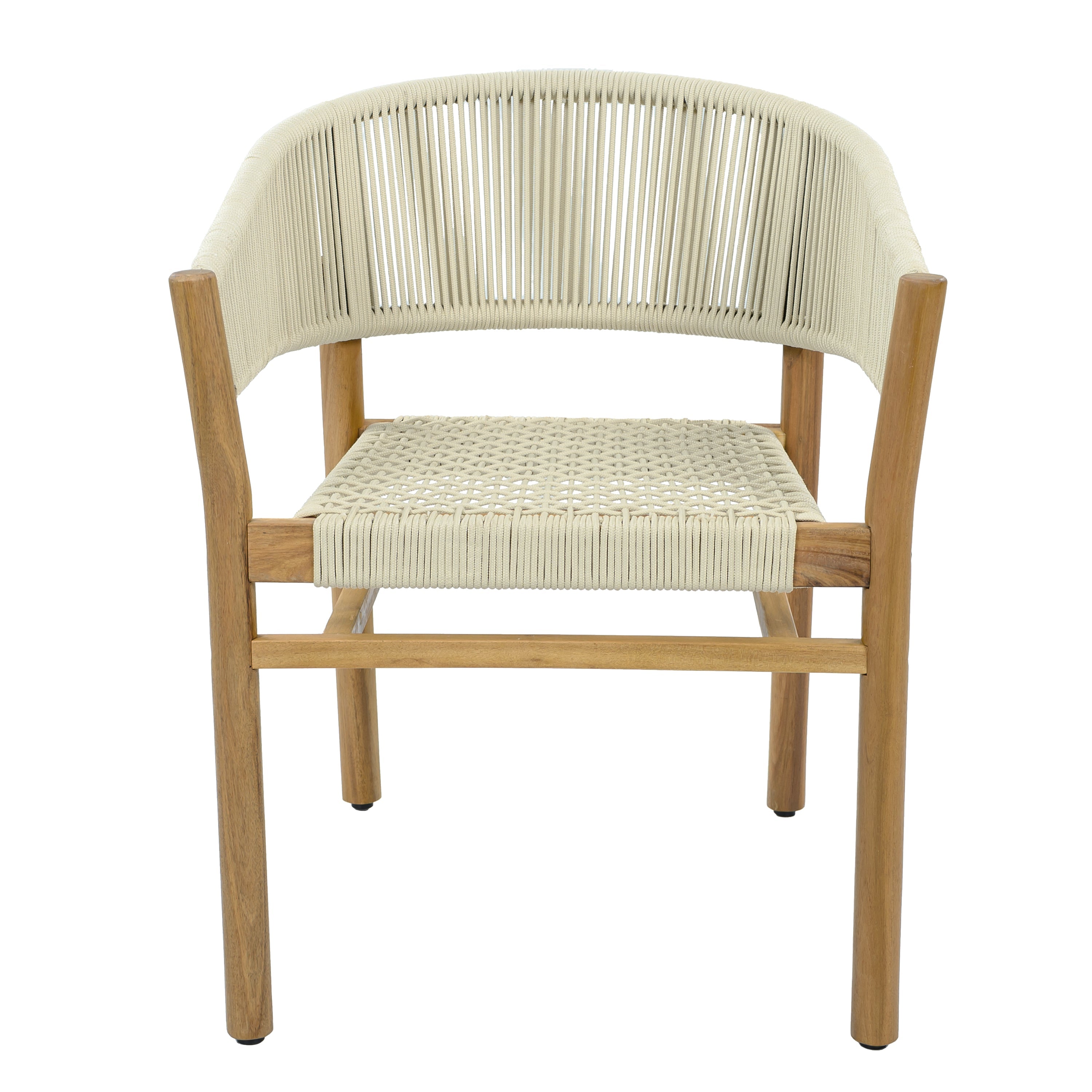 2-seat Woven Outdoor Chairs, Comfy Patio Seating with Elegant Teak Finish