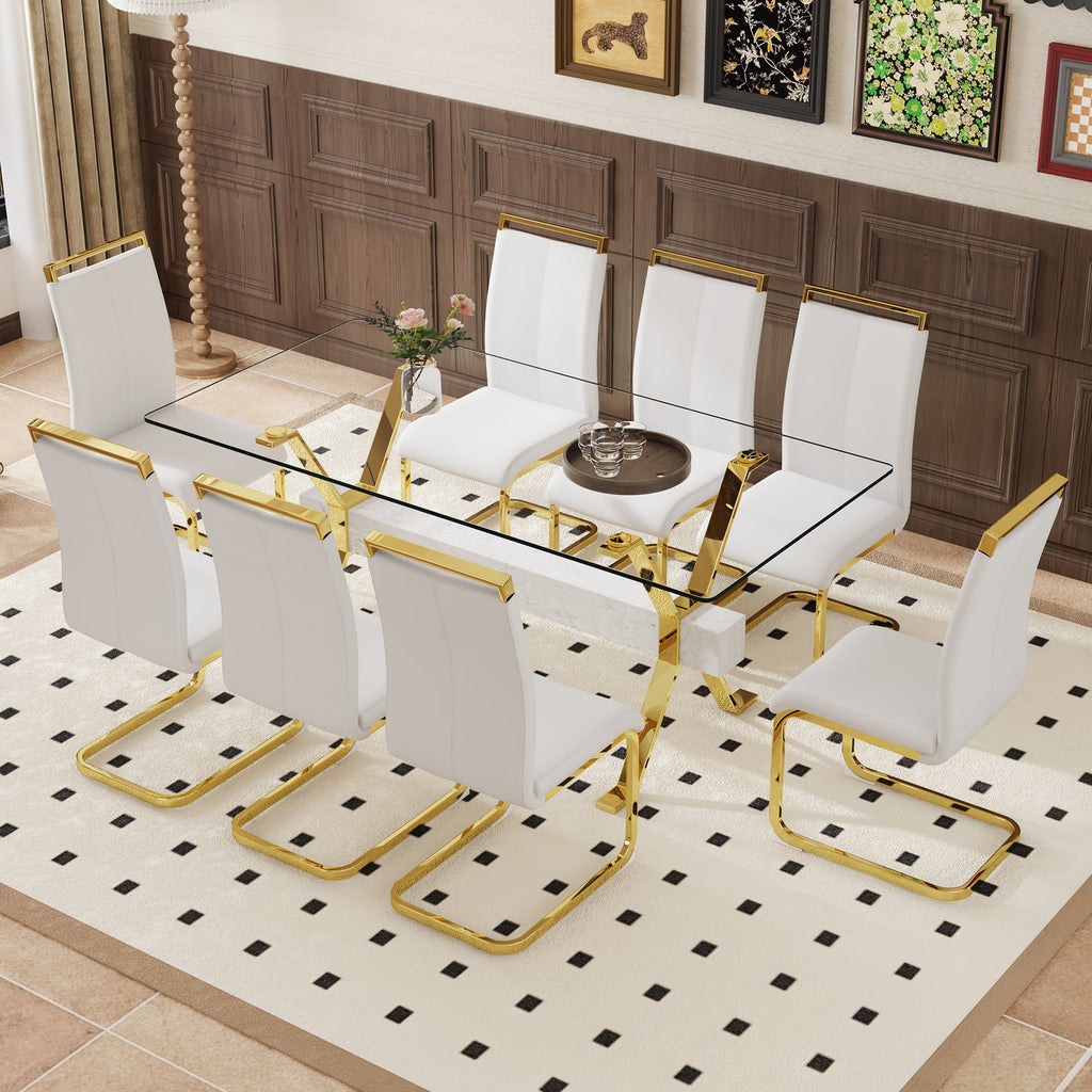 Elegant Transparent Tempered Glass Dining Set