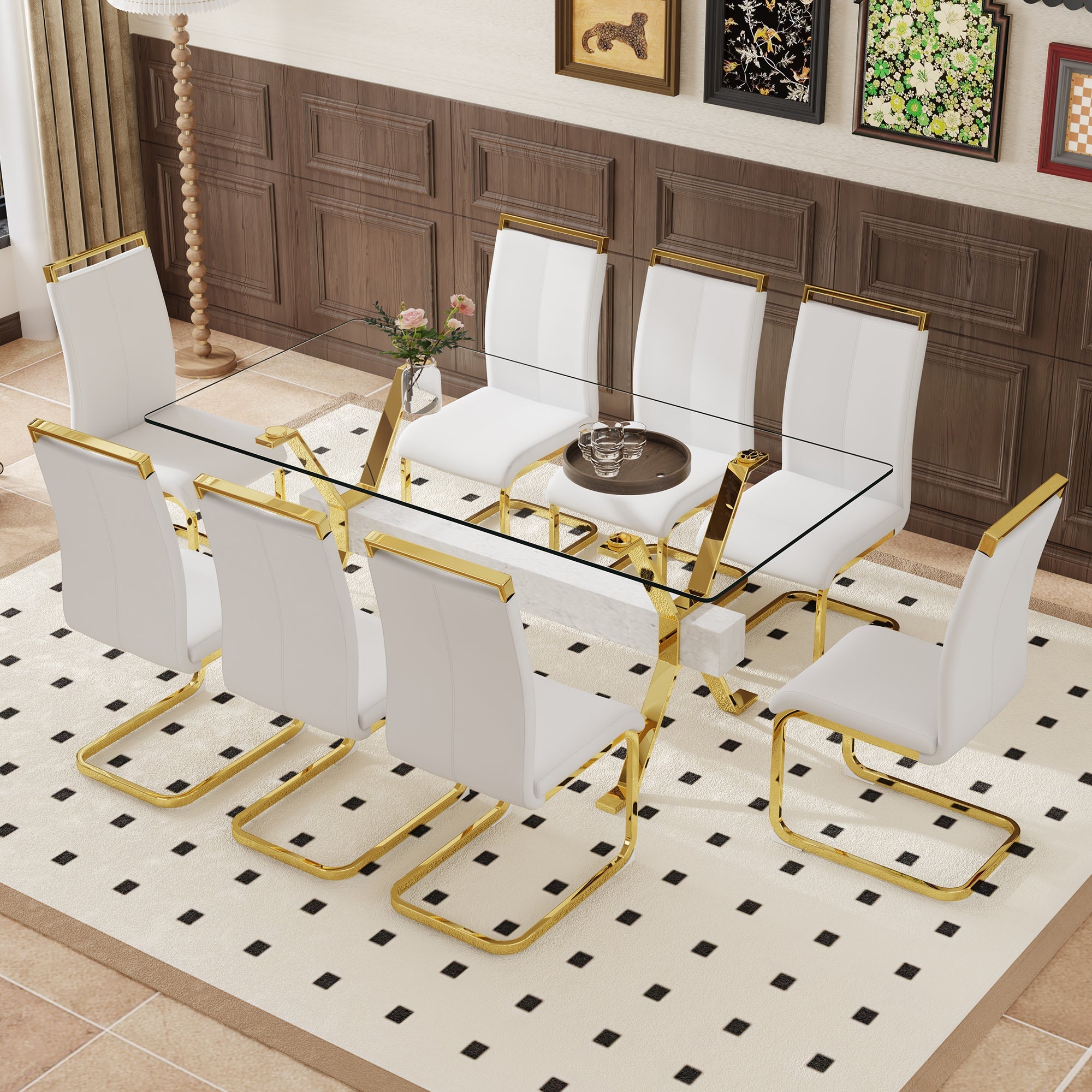 Elegant Transparent Tempered Glass Dining Set