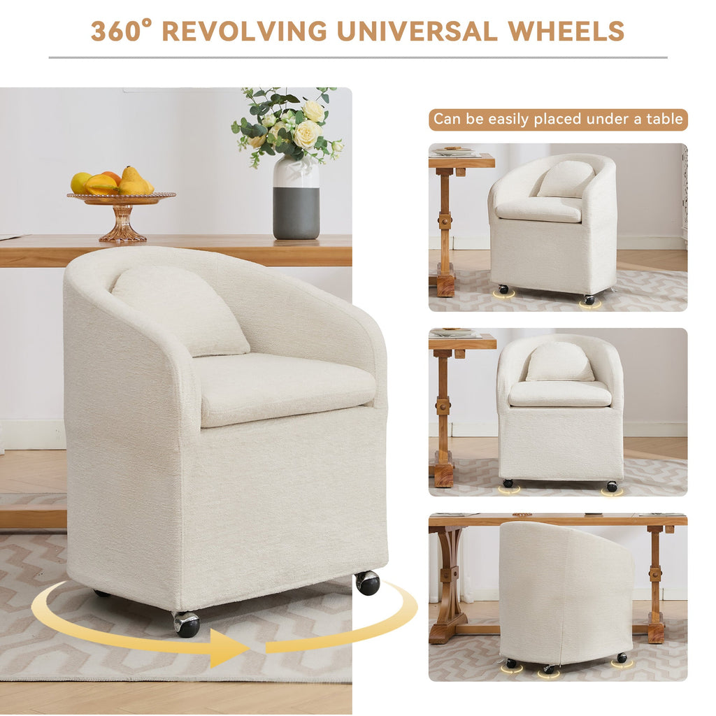Modern Chenille Fabric Dining Armchair with Back Cushion