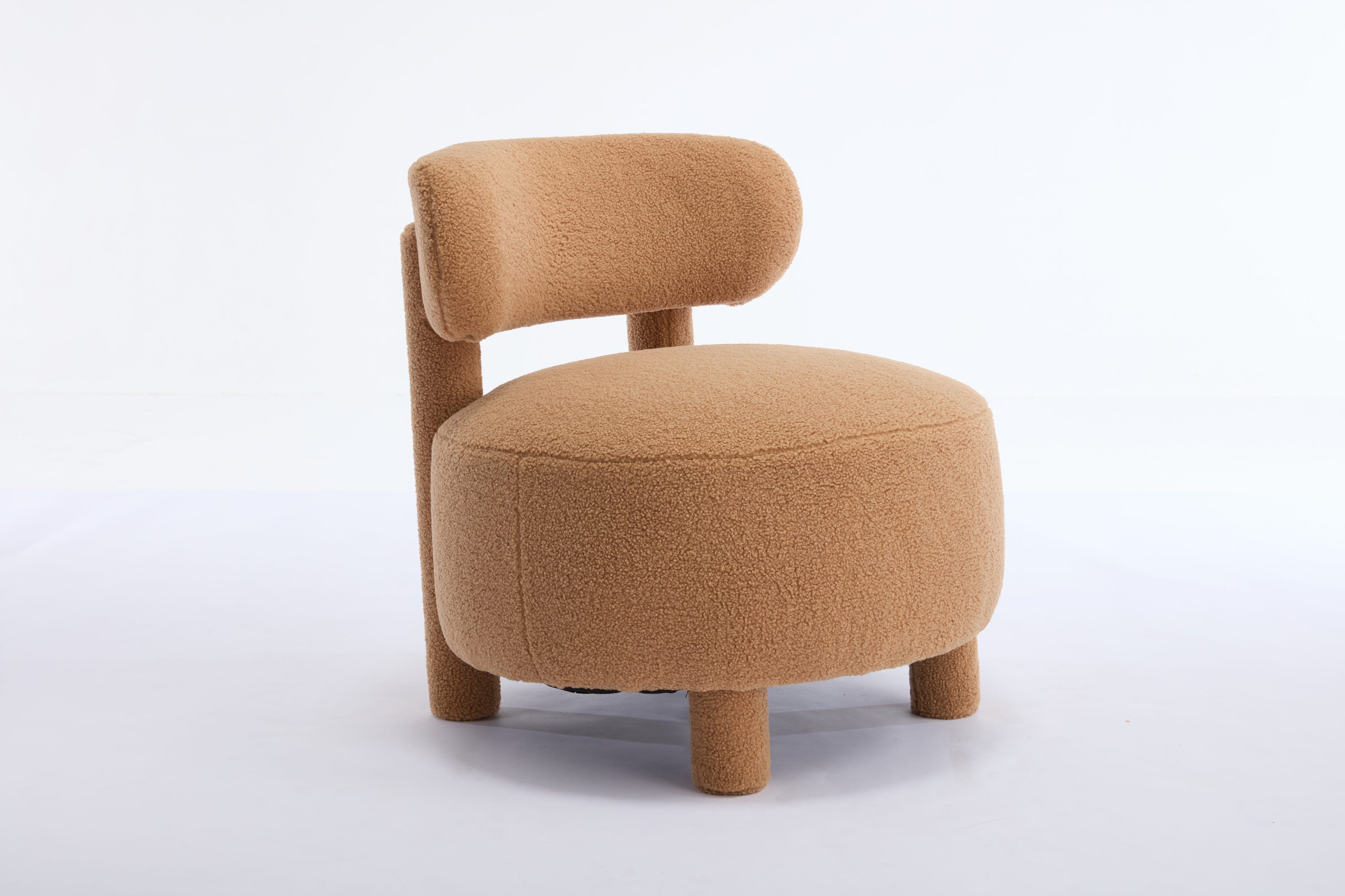 Fur/Teddy Fabric Armless Accent Chair with Curved Backrest