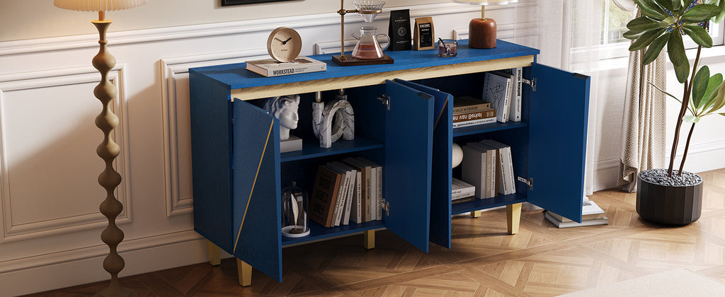 60' Retro Sideboard Cabinet with Adjustable Shelves