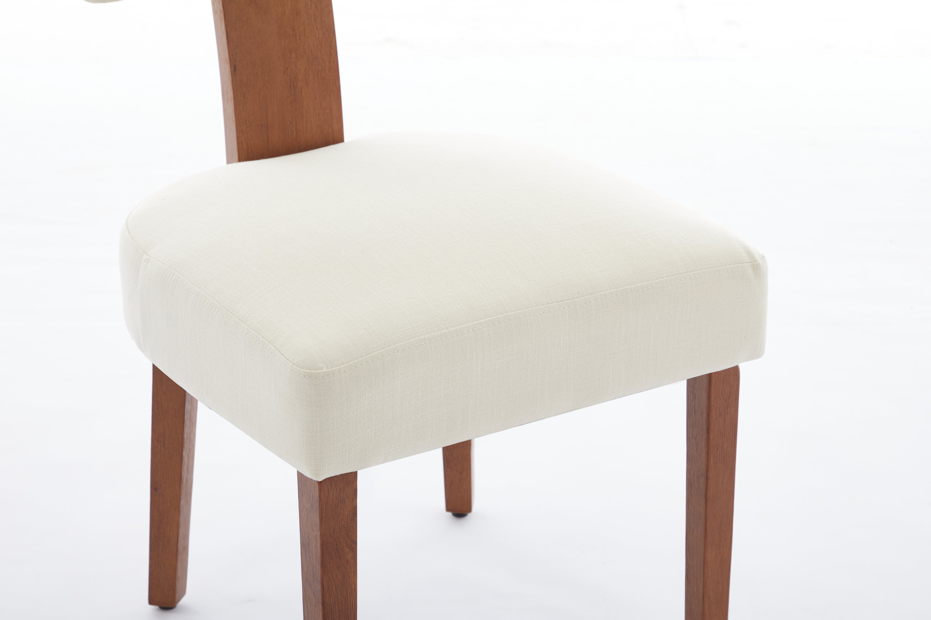 2Pcs  Modern Armless Dining Chairs With Curved Wingback and Solid Wooden Legs