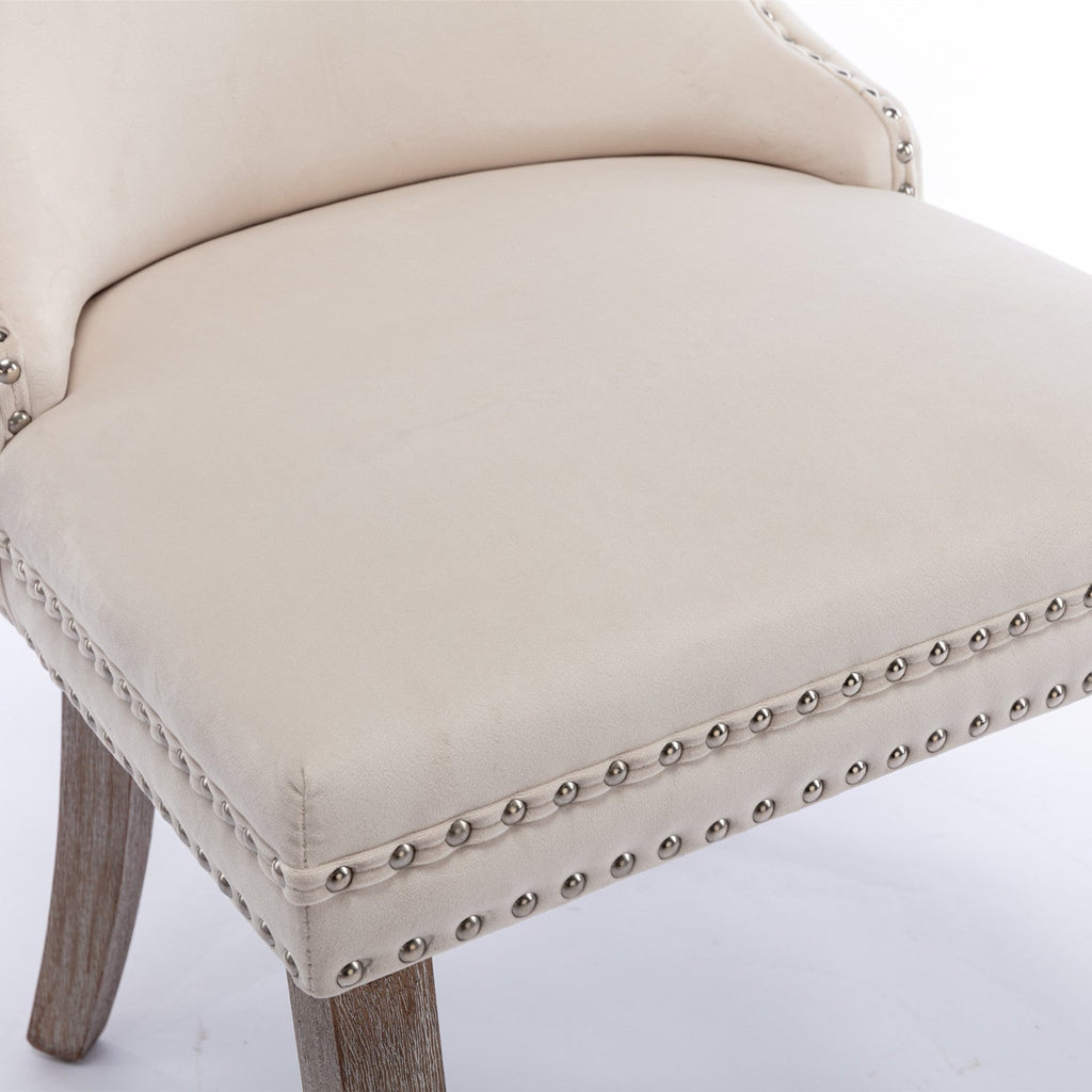 Modern Velvet Upholstered Wing-Back Dining Chairs (Set of 2)
