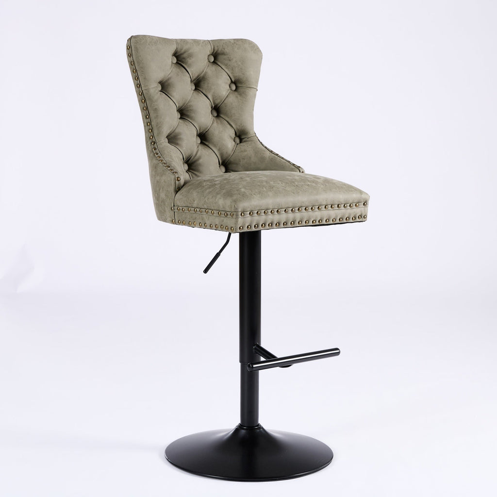Aged and Retro PU Swivel Barstools Adjusatble Seat Height (Set of 2)