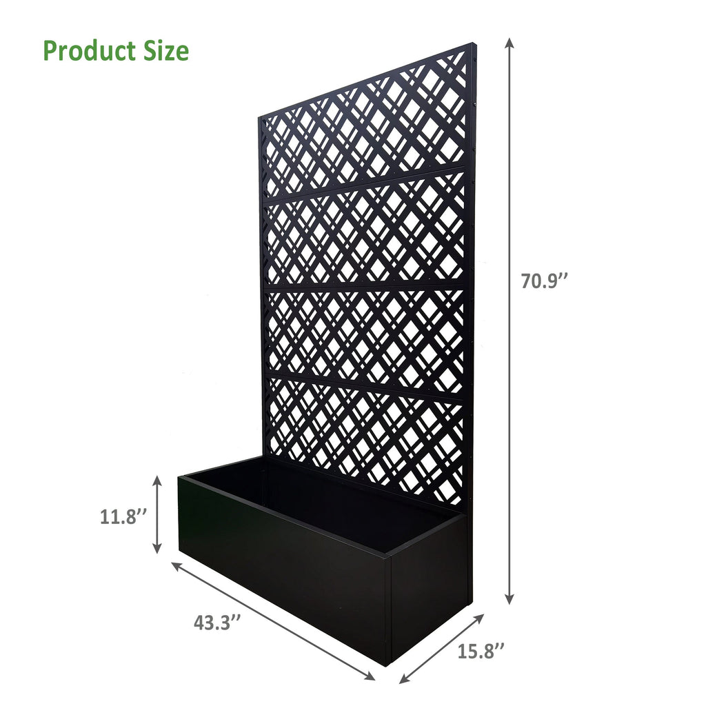 Black Metal Raised Garden Bed with Trellis for Climbing Plants